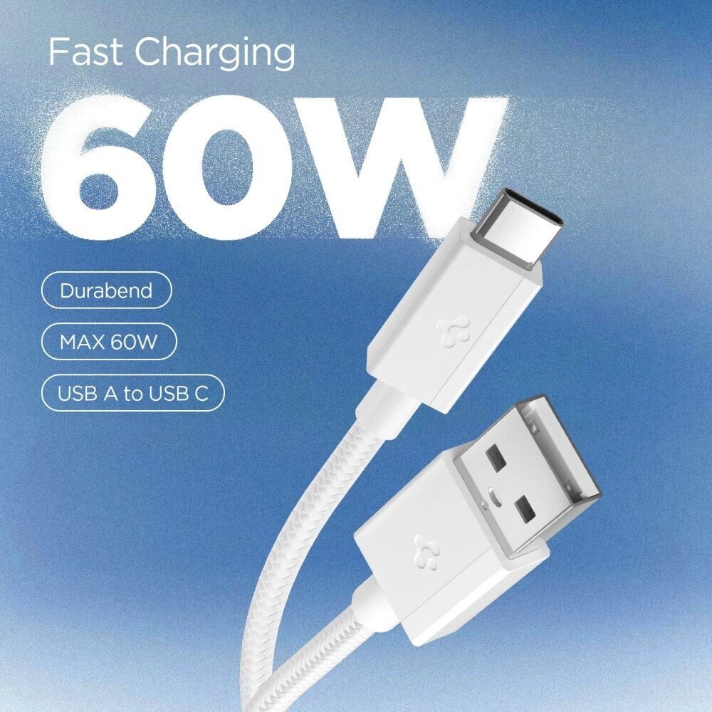 Кабель Spigen Essential EB6015CC USB to Type-C (60W, 1.5m) ACA10413 - White. Фото 3 Кабель Spigen Essential EB6015CC USB to Type-C (60W, 1.5m) ACA10413 - White (896542W). Фото 3 из 8