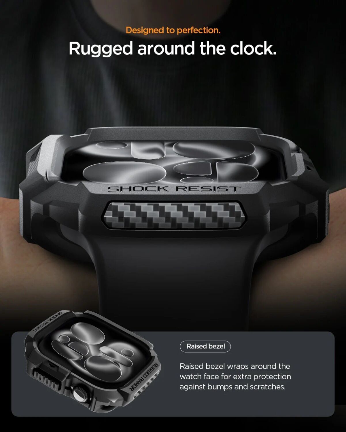 Защитный чехол Spigen Rugged Armor 2 для Apple Watch 10 / 11 42 mm (ACS10491) - Matte Black. Фото 14 Защитный чехол Spigen Rugged Armor 2 для Apple Watch 10 / 11 42 mm (ACS10491) - Matte Black (364232B). Фото 14 из 16