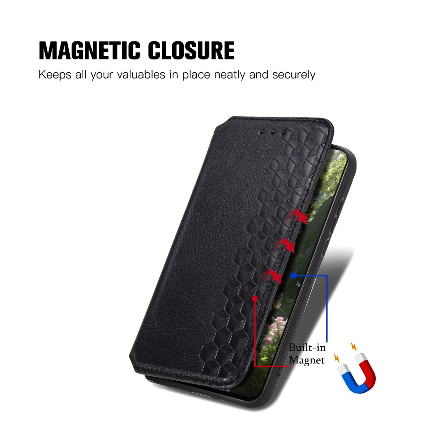 Чехол Deexe Rhombus Wallet для OPPO Reno 15 Pro - Black. Фото 6 Чехол Deexe Rhombus Wallet для OPPO Reno 15 Pro - Black (405639B). Фото 6 из 8