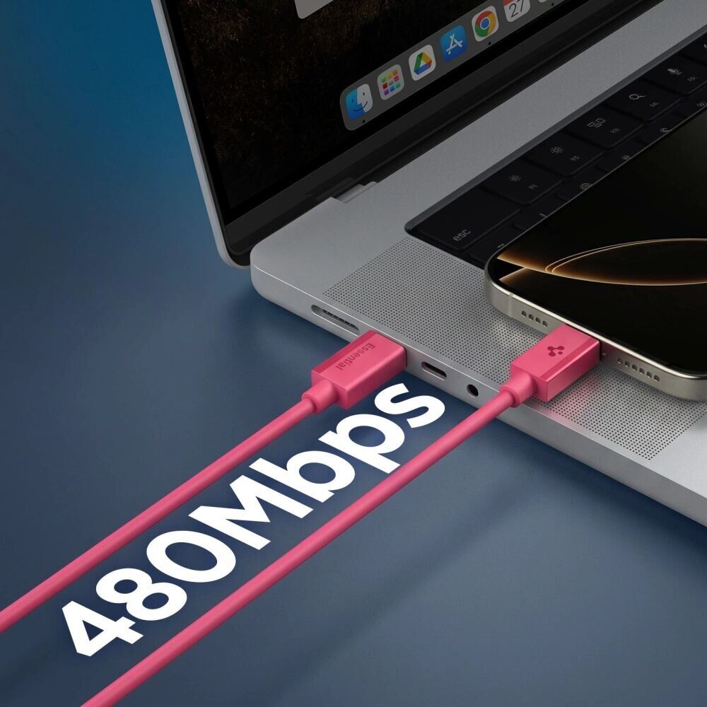 Кабель Spigen Essential EB6010CC Type-C to Type-C (60W, 1m) ACA10414 - Pink. Фото 4 Кабель Spigen Essential EB6010CC Type-C to Type-C (60W, 1m) ACA10414 - Pink (896541P). Фото 4 из 6