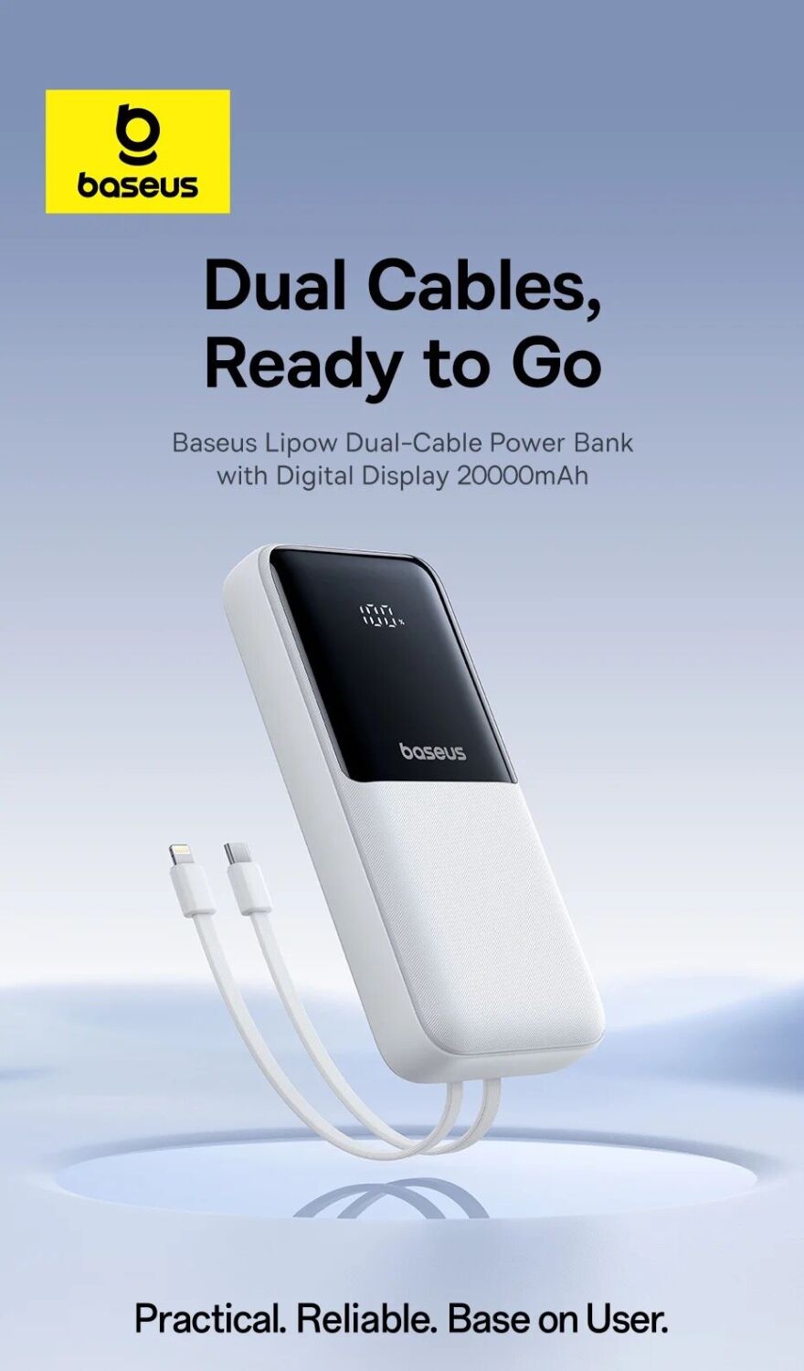 Внешний аккумулятор Baseus Lipow 22.5W (20000mAh) + кабель Type-C + Lightning (P10079102213-00) - White. Фото 10 Внешний аккумулятор Baseus Lipow 22.5W (20000mAh) + кабель Type-C + Lightning (P10079102213-00) - White (995777W). Фото 10 из 25