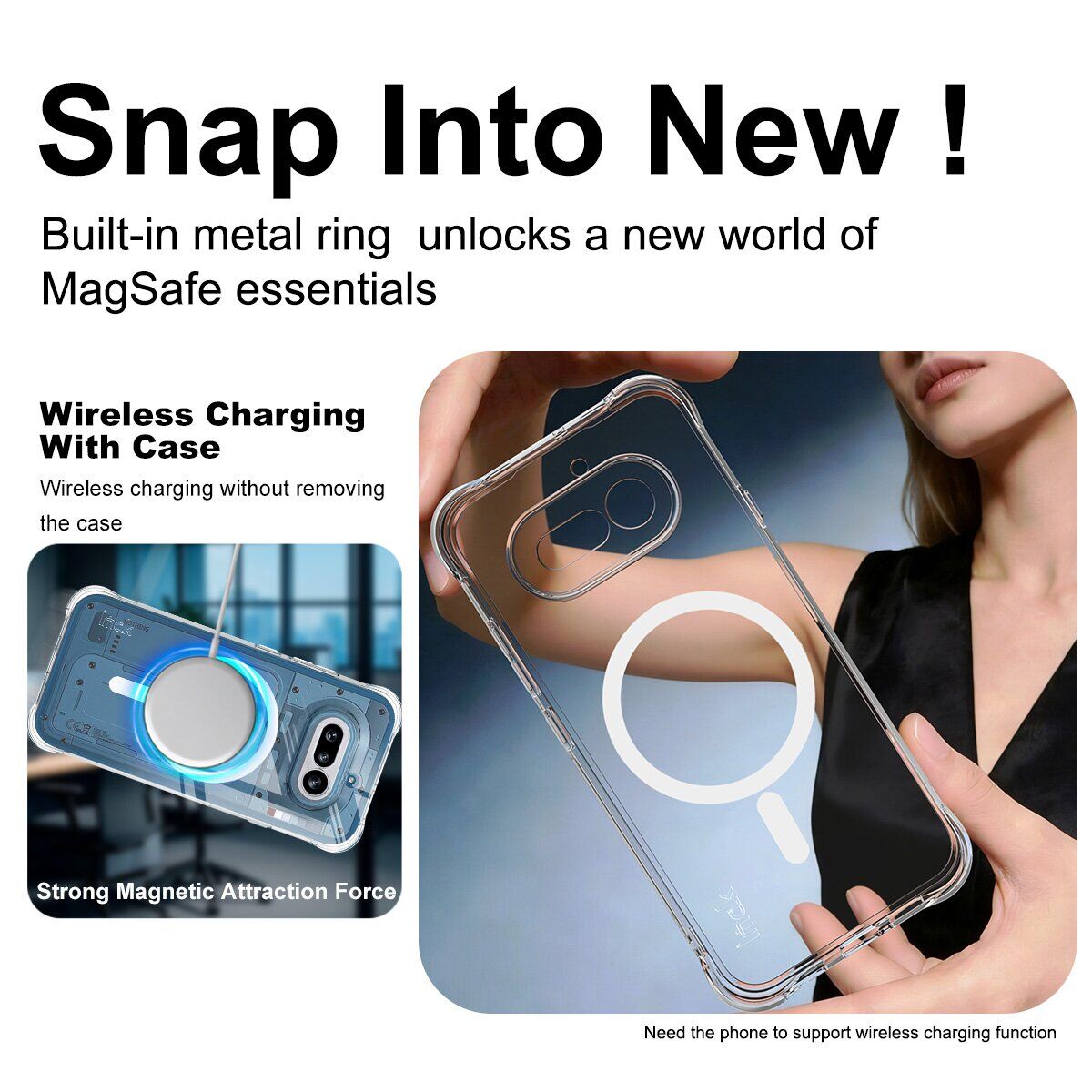 Захисний чохол IMAK Space Shield MagSafe для Nothing Phone (4a) - Transparent. Фото 6 Захисний чохол IMAK Space Shield MagSafe для Nothing Phone (4a) - Transparent (411302T). Фото 6 з 10