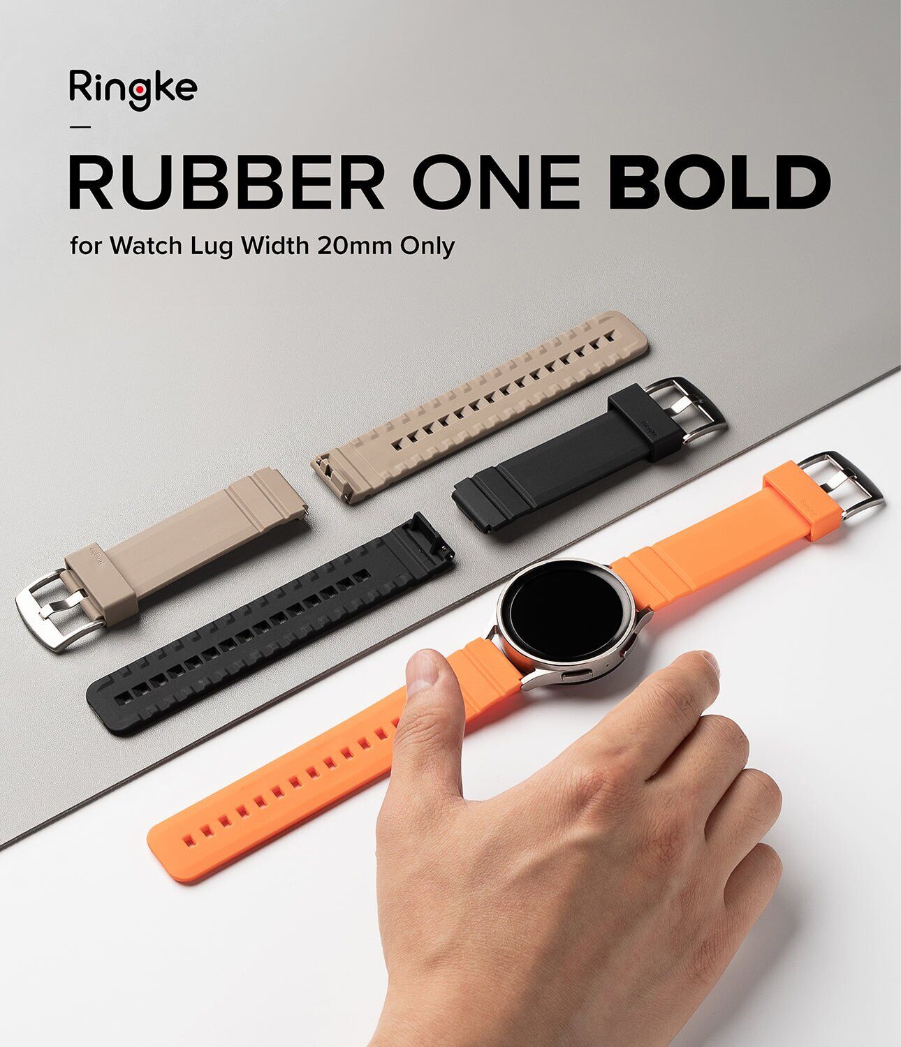 Ремінець Ringke Rubber One Bold для годинників з шириною кріплення 20мм (8809919305174) - Black. Фото 2 Ремінець Ringke Rubber One Bold для годинників з шириною кріплення 20мм (8809919305174) - Black (895456B). Фото 2 з 13