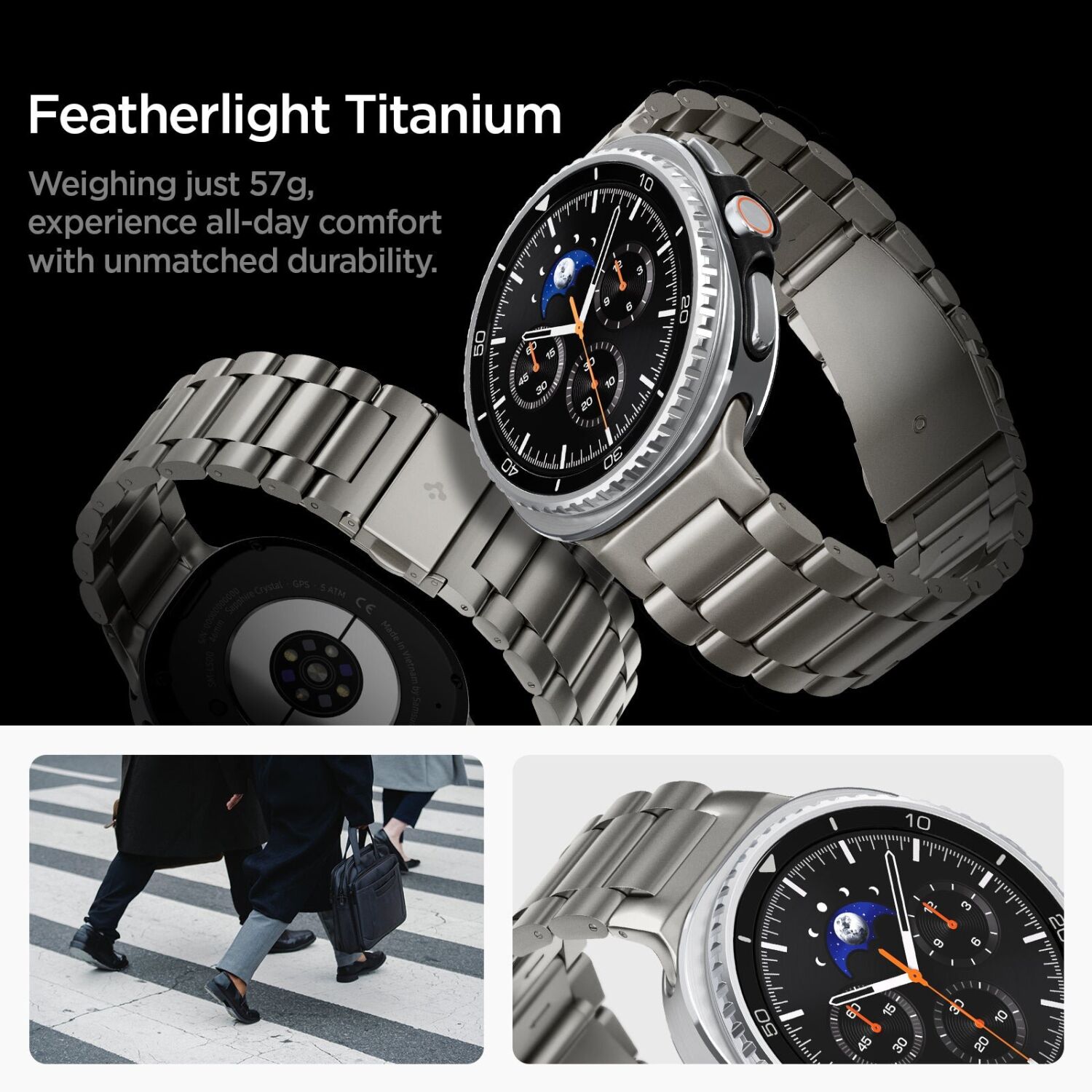 Ремінець Spigen Modern Fit Titanium для Samsung Galaxy Watch 8 (40/44mm) / 8 Classic AMP10122 - Natural Titanium. Фото 11 Ремінець Spigen Modern Fit Titanium для Samsung Galaxy Watch 8 (40/44mm) / 8 Classic AMP10122 - Natural Titanium (384188H). Фото 11 з 14