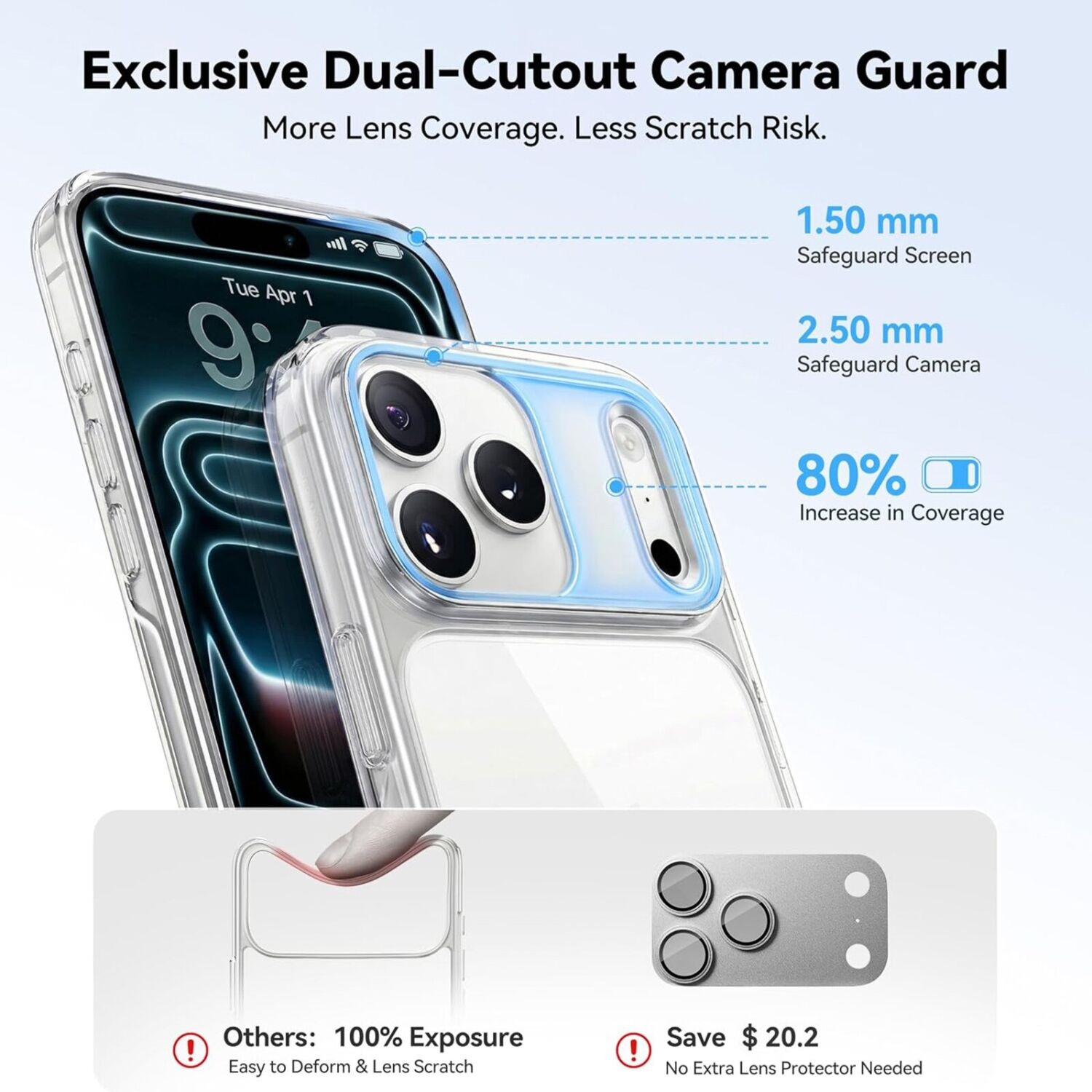 Захисний чохол CASEKOO Crystal Clear для iPhone 18 Pro Max / 17 Pro Max - Transparent. Фото 4 Захисний чохол CASEKOO Crystal Clear для iPhone 18 Pro Max / 17 Pro Max - Transparent (423841T). Фото 4 з 9