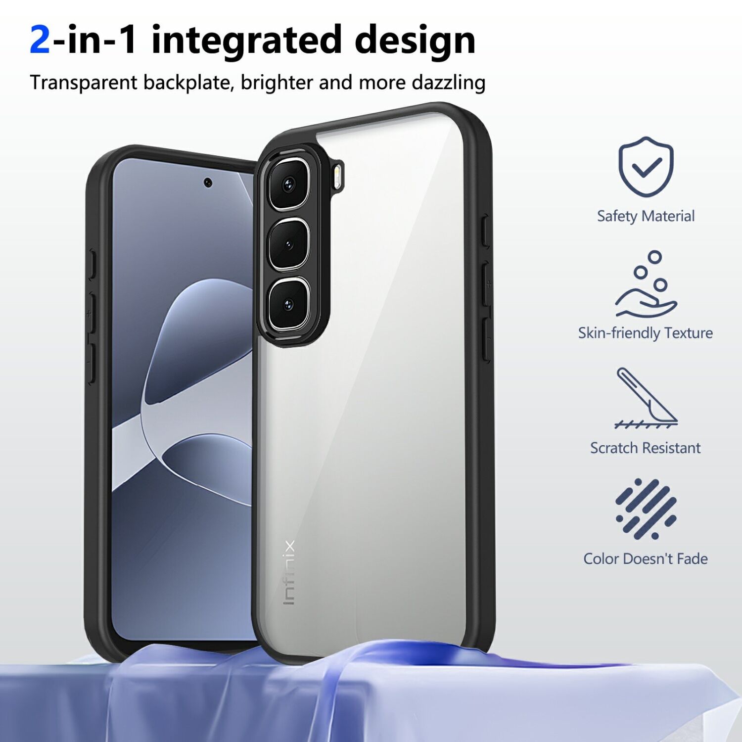 Защитный чехол UniCase Rugged Shield для Infinix Hot 70 - Black. Фото 2 Защитный чехол UniCase Rugged Shield для Infinix Hot 70 - Black (422003B). Фото 2 из 5