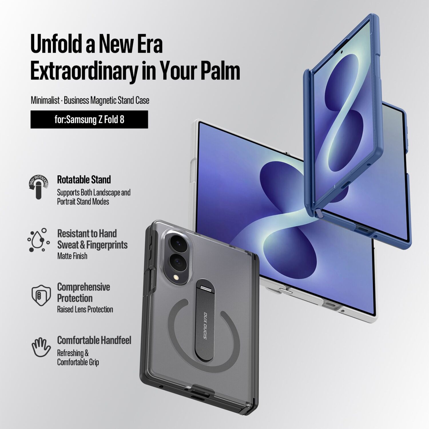 Захисний чохол Dux Ducis Horizon MagStand для Samsung Galaxy Fold 8 - Blue. Фото 5 Захисний чохол Dux Ducis Horizon MagStand для Samsung Galaxy Fold 8 - Blue (424521L). Фото 5 з 13
