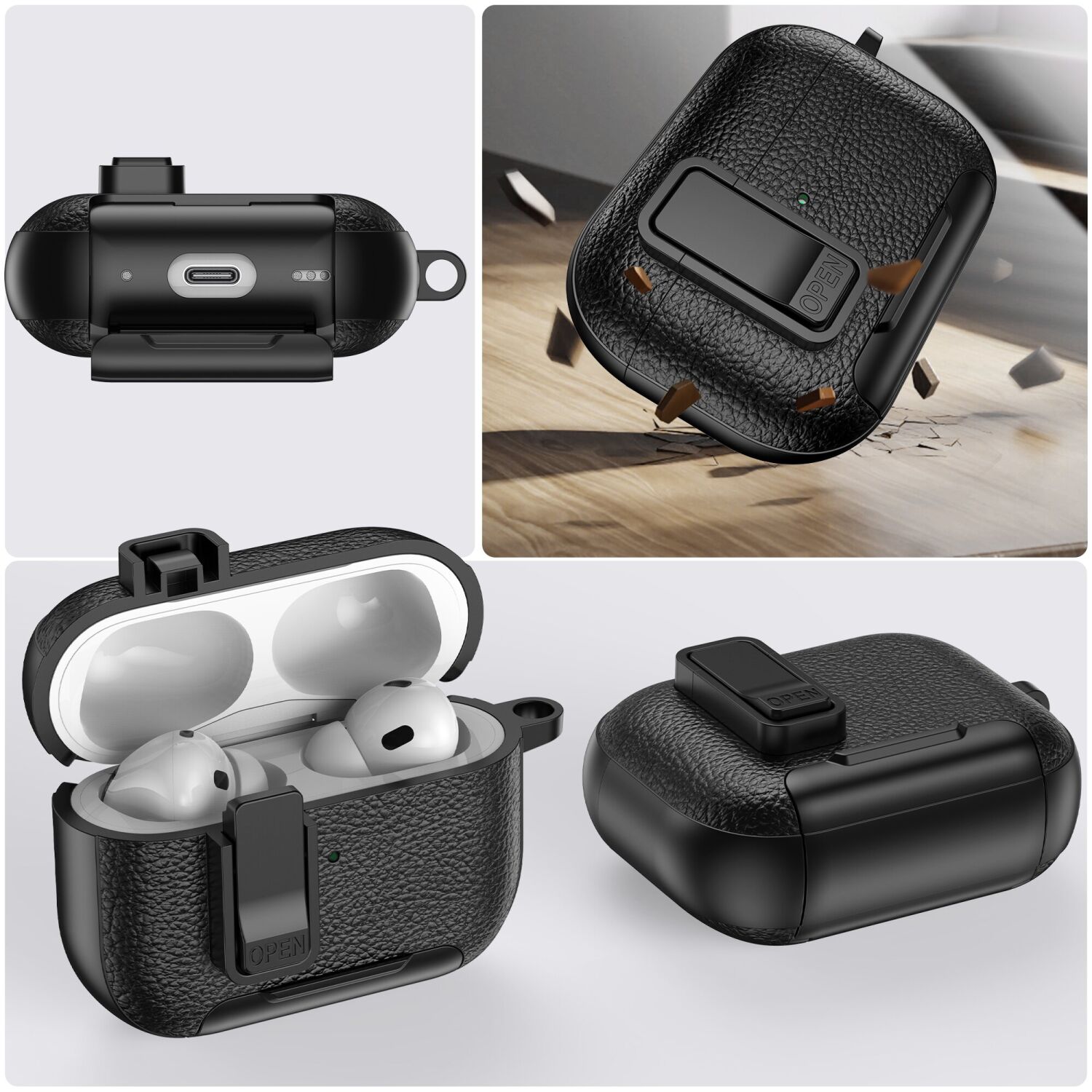 Защитный чехол Reframe Leather Texture для Apple AirPods Pro 2 - Black. Фото 6 Защитный чехол Reframe Leather Texture для Apple AirPods Pro 2 - Black (306054B). Фото 6 из 7