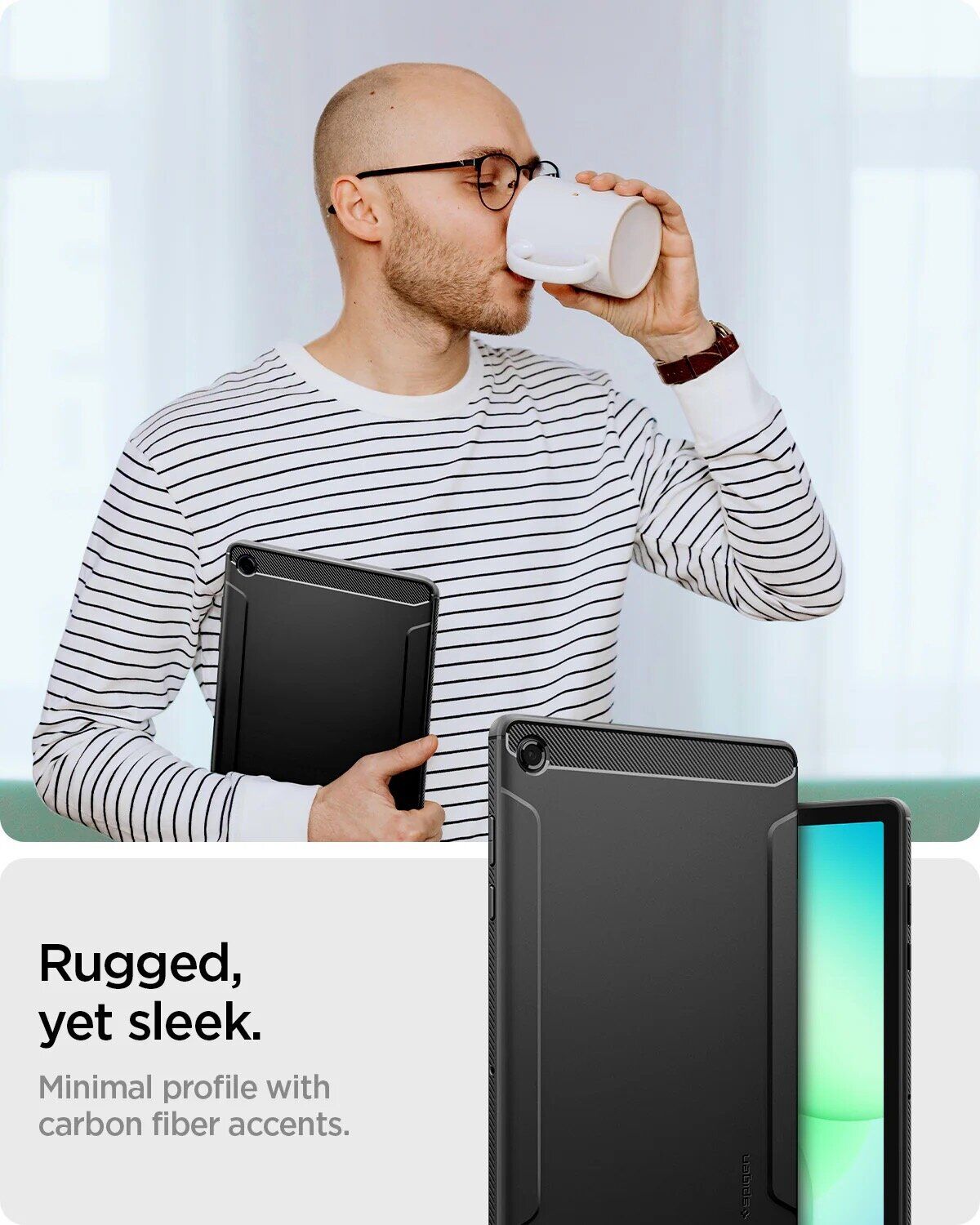 Защитный чехол Spigen Rugged Armor (FT) для Samsung Galaxy Tab A11 Plus (X230/236) ACS10463 - Matte Black. Фото 10 Защитный чехол Spigen Rugged Armor (FT) для Samsung Galaxy Tab A11 Plus (X230/236) ACS10463 - Matte Black (401617B). Фото 10 из 13