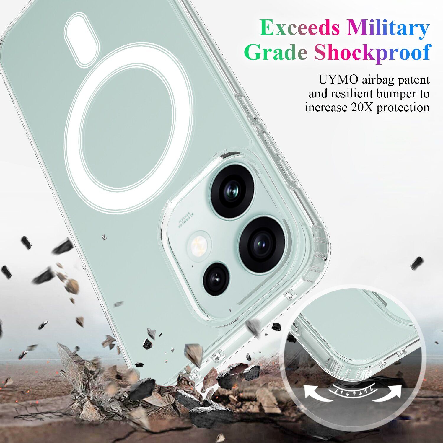 Захисний чохол UniCase AirBag MagSafe для OPPO Reno 16 F/FS - Clear. Фото 6 Захисний чохол UniCase AirBag MagSafe для OPPO Reno 16 F/FS - Clear (413443C). Фото 6 з 7