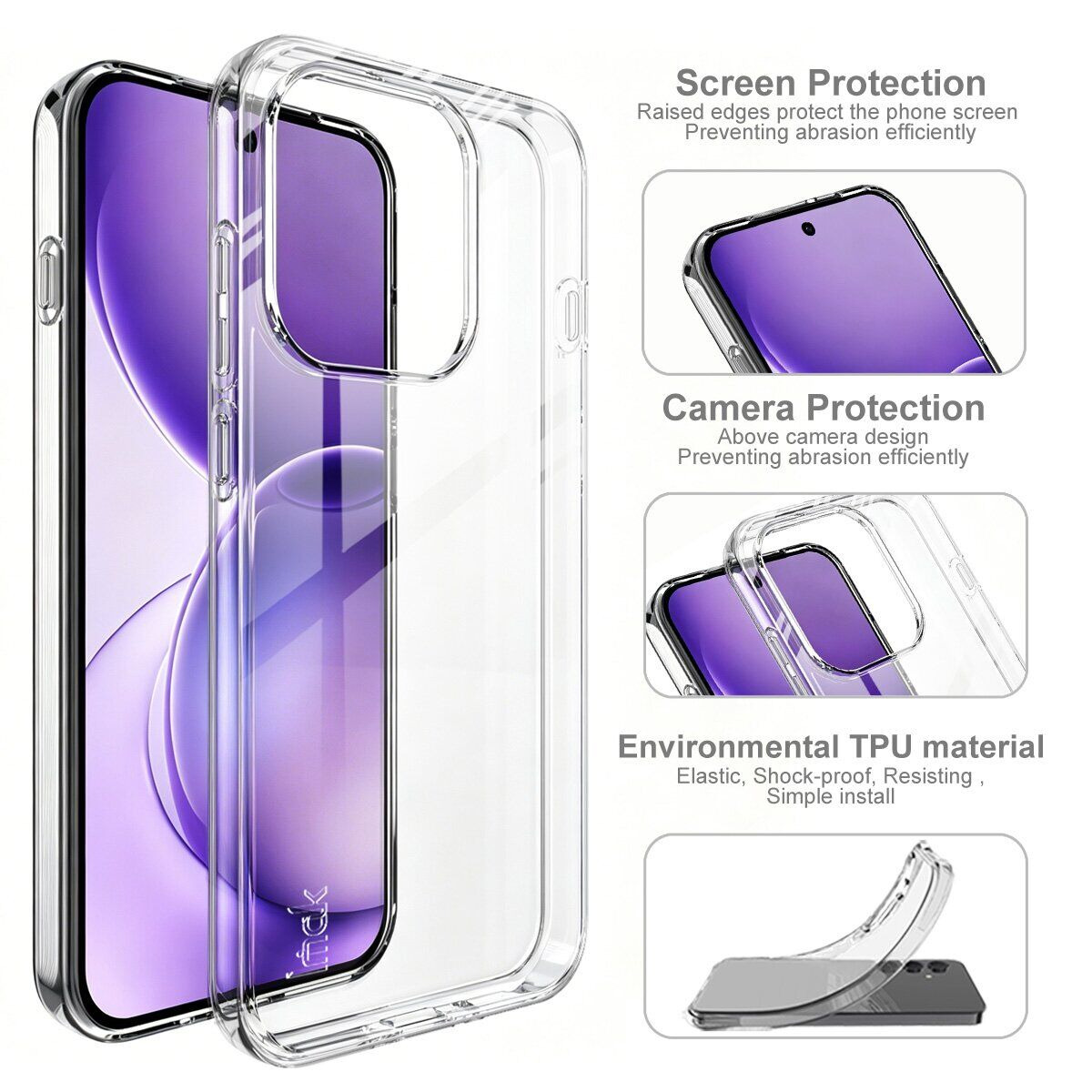 Силиконовый чехол IMAK UX-10 Series для OPPO Reno 16 / 16 Pro - Transparent. Фото 7 Силиконовый чехол IMAK UX-10 Series для OPPO Reno 16 / 16 Pro - Transparent (413207T). Фото 7 из 9