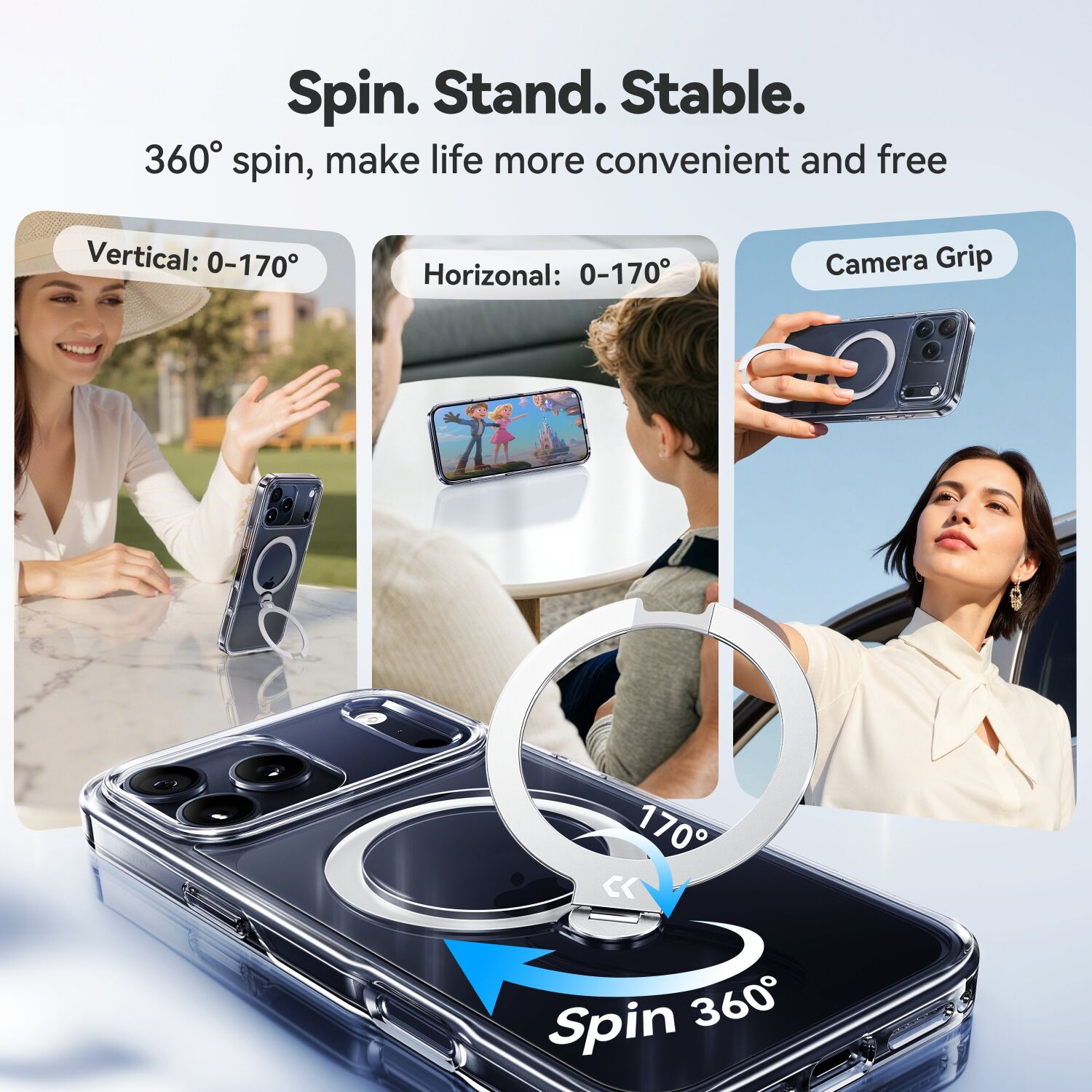 Захисний чохол CASEKOO Crystal Clear Magic Stand для iPhone 18 Pro Max / 17 Pro Max - Transparent. Фото 4 Захисний чохол CASEKOO Crystal Clear Magic Stand для iPhone 18 Pro Max / 17 Pro Max - Transparent (423842T). Фото 4 з 12