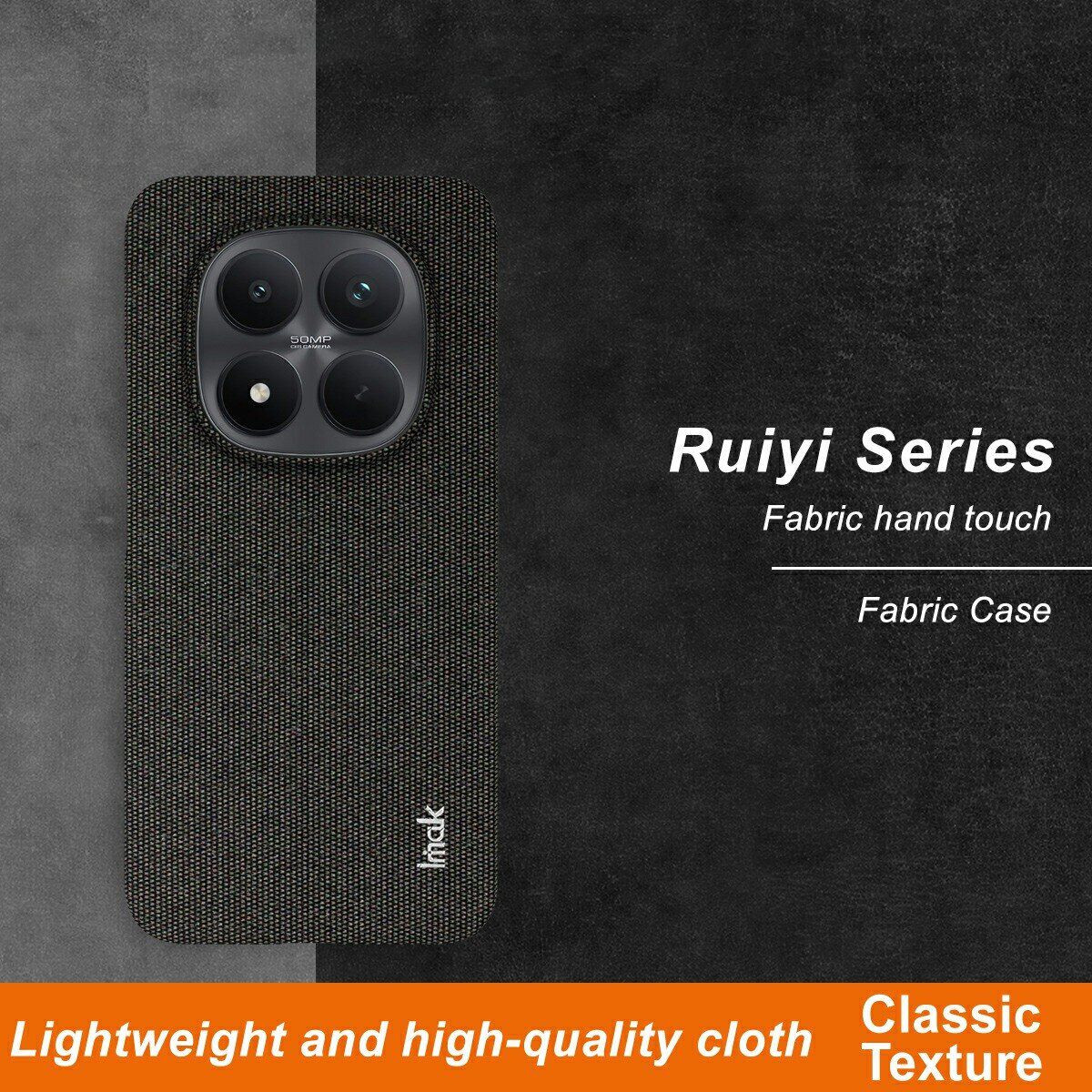 Защитный чехол IMAK Fabric Case для Xiaomi Redmi Note 15 Pro Plus / Poco M8 Pro 5G - Black. Фото 3 Защитный чехол IMAK Fabric Case для Xiaomi Redmi Note 15 Pro Plus / Poco M8 Pro 5G - Black (404753B). Фото 3 из 8