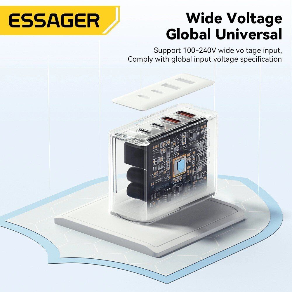 Сетевое зарядное устройство ESSAGER Grace 100W (2Type-C + 2USB) ECT2CA-QYB01-Z - Black. Фото 10 Сетевое зарядное устройство ESSAGER Grace 100W (2Type-C + 2USB) ECT2CA-QYB01-Z - Black (995676B). Фото 10 из 12