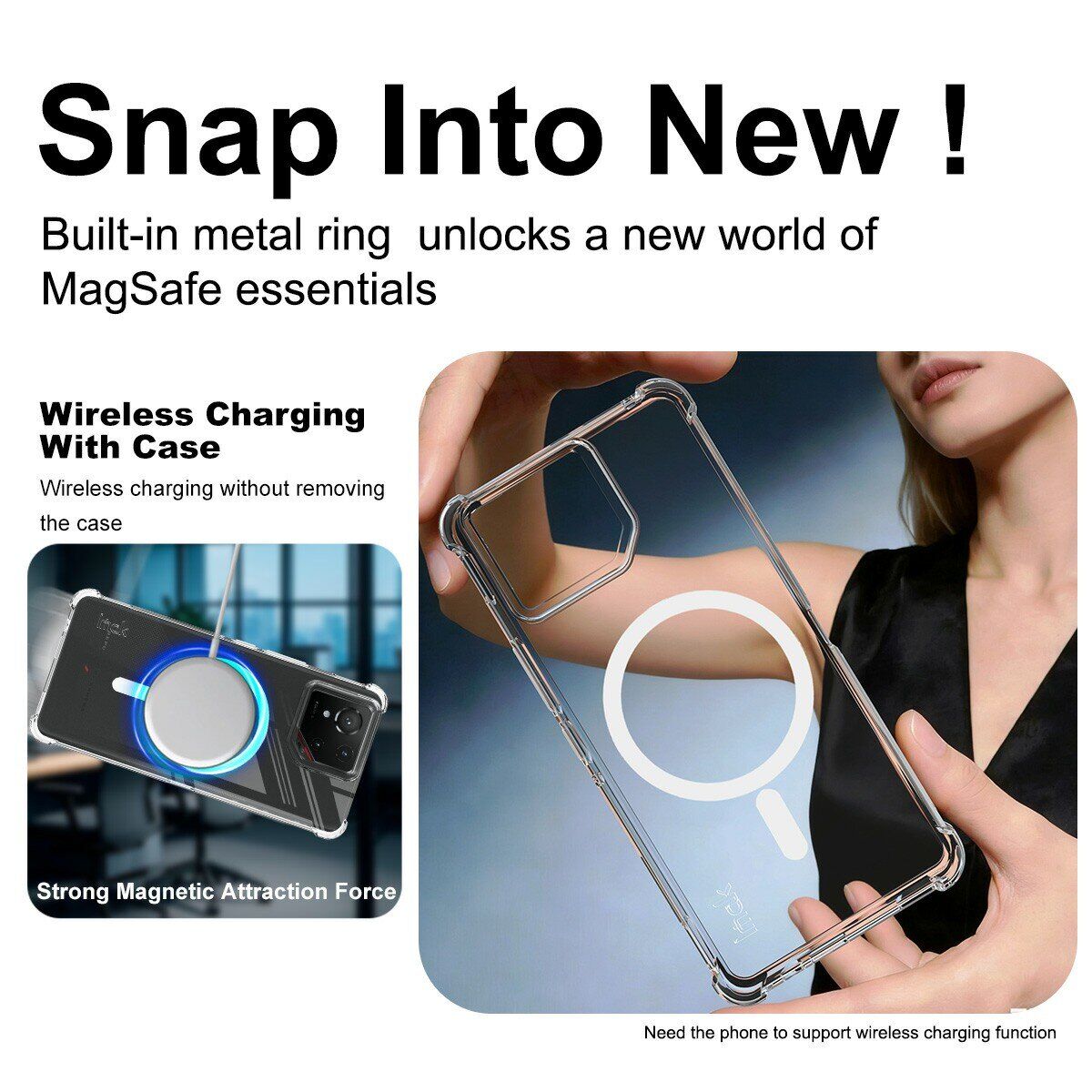 Захисний чохол IMAK Space Shield MagSafe для ASUS ROG Phone 9 FE / 9 Pro / 9 - Transparent. Фото 5 Захисний чохол IMAK Space Shield MagSafe для ASUS ROG Phone 9 FE / 9 Pro / 9 - Transparent (372809T). Фото 5 з 10