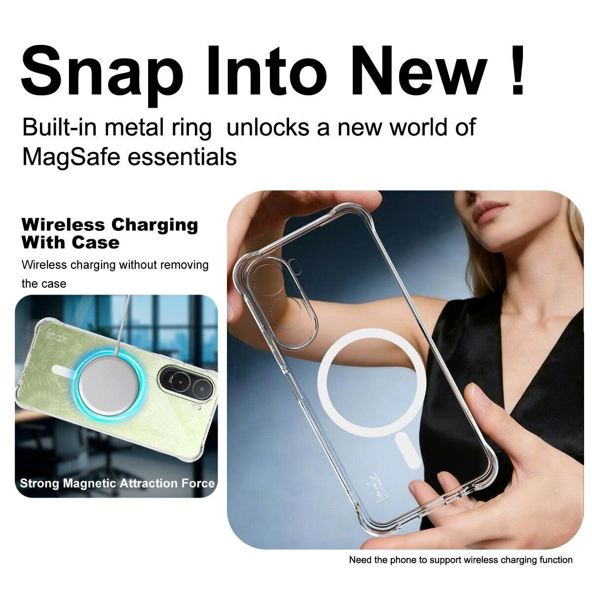 Защитный чехол IMAK Space Shield MagSafe для Xiaomi Redmi A7 Pro - Transparent. Фото 5 Защитный чехол IMAK Space Shield MagSafe для Xiaomi Redmi A7 Pro - Transparent (409716T). Фото 5 из 10