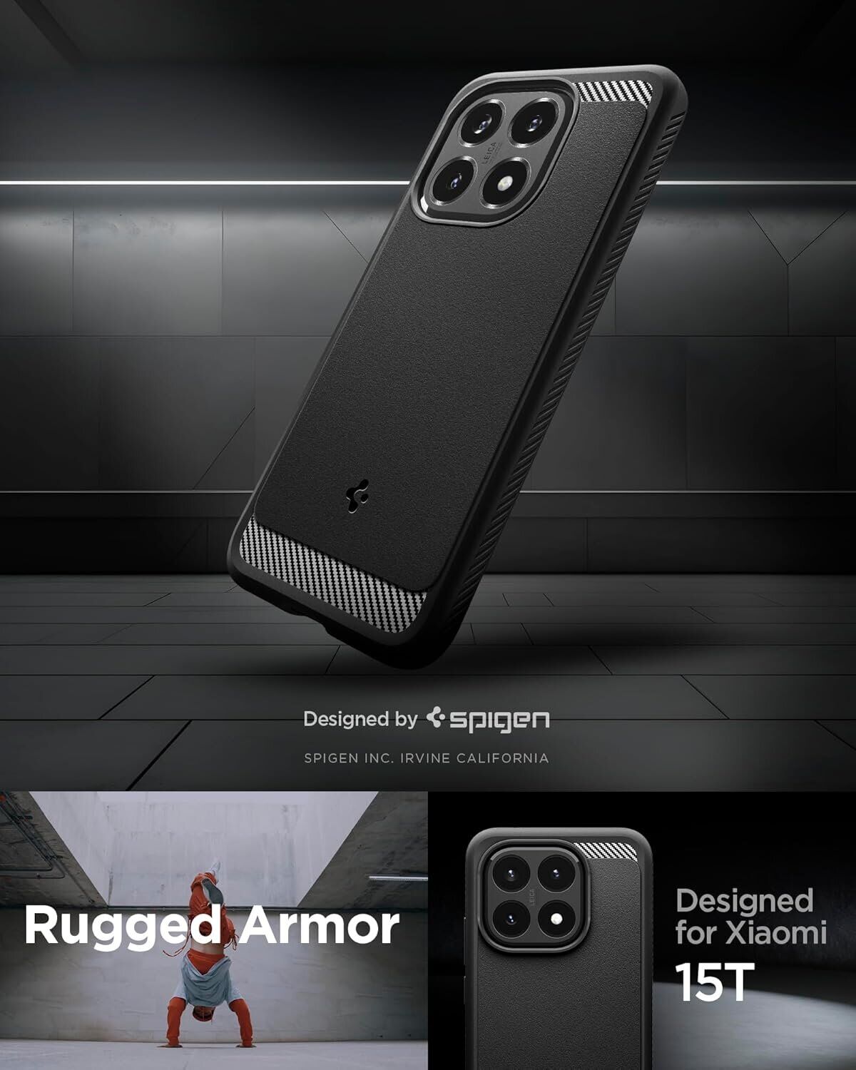 Захисний чохол Spigen Rugged Armor для Xiaomi 15T (ACS10459) - Matte Black. Фото 10 Захисний чохол Spigen Rugged Armor для Xiaomi 15T (ACS10459) - Matte Black (391078B). Фото 10 з 16