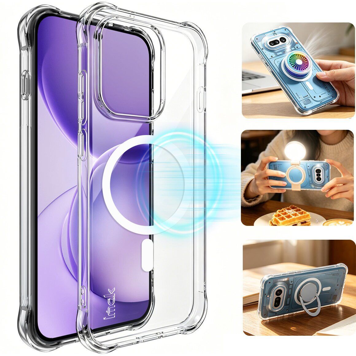 Защитный чехол IMAK Space Shield MagSafe для OPPO Reno 16 / 16 Pro - Transparent. Фото 3 Защитный чехол IMAK Space Shield MagSafe для OPPO Reno 16 / 16 Pro - Transparent (413208T). Фото 3 из 11