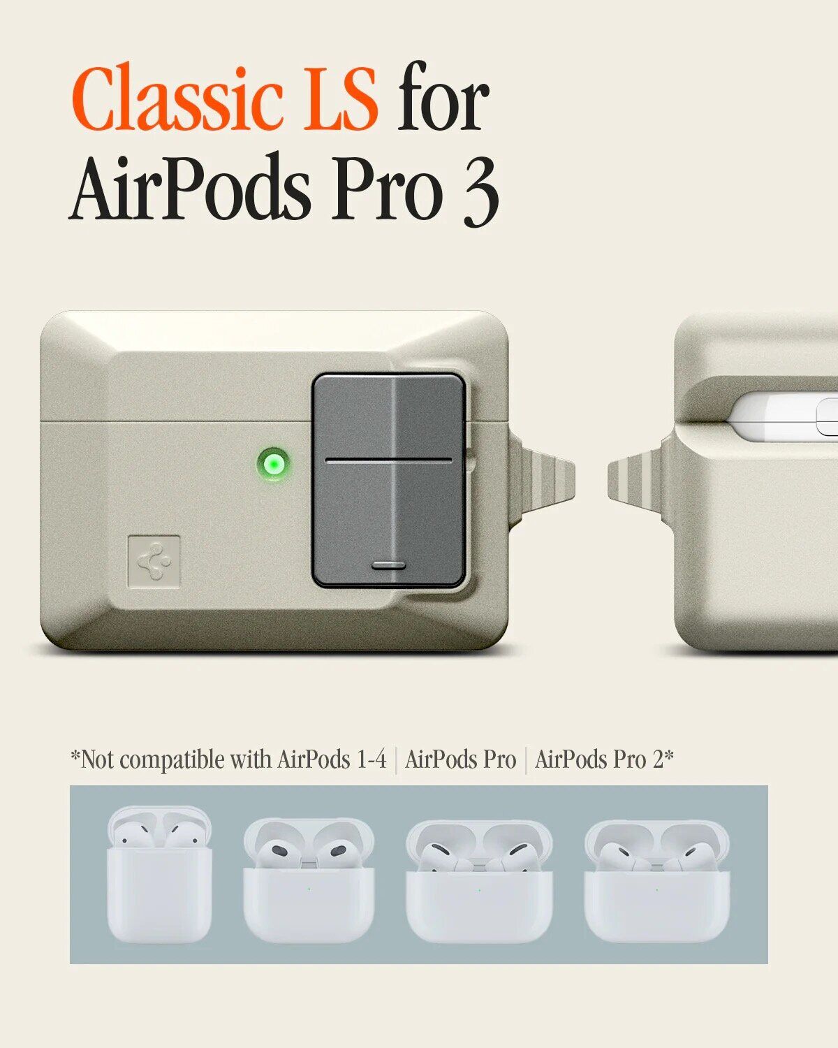Защитный чехол Spigen Classic LS (FH) для AirPods Pro 3 - Stone. Фото 13 Защитный чехол Spigen Classic LS (FH) для AirPods Pro 3 - Stone (390185SC). Фото 13 из 18