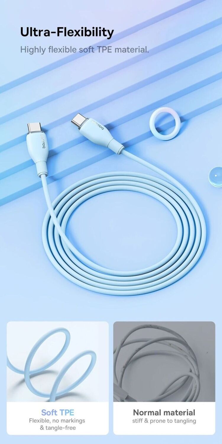 Кабель Baseus Pudding Series Type-C to Type-C (100W, 2m) P10355702111-01 - Black. Фото 10 Кабель Baseus Pudding Series Type-C to Type-C (100W, 2m) P10355702111-01 - Black (896189B). Фото 10 з 26