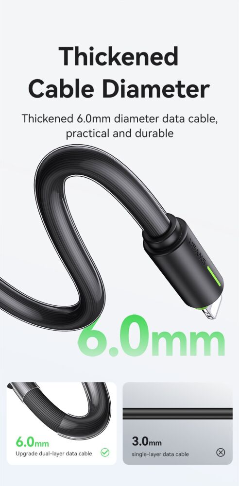 Кабель USAMS SJ735 Type-C to Lightning (30W, 2.4A, 1m) - White