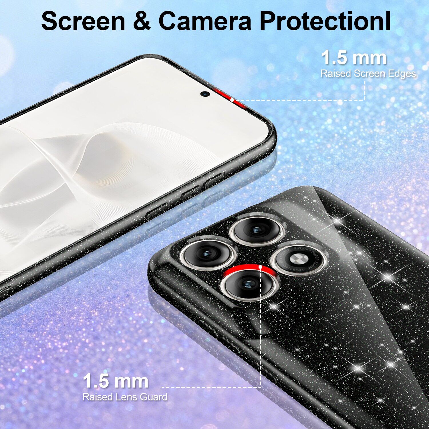 Защитный чехол Deexe Glitter Case with MagSafe для Motorola Edge 70 Pro - Black. Фото 2 Защитный чехол Deexe Glitter Case with MagSafe для Motorola Edge 70 Pro - Black (412025B). Фото 2 из 7