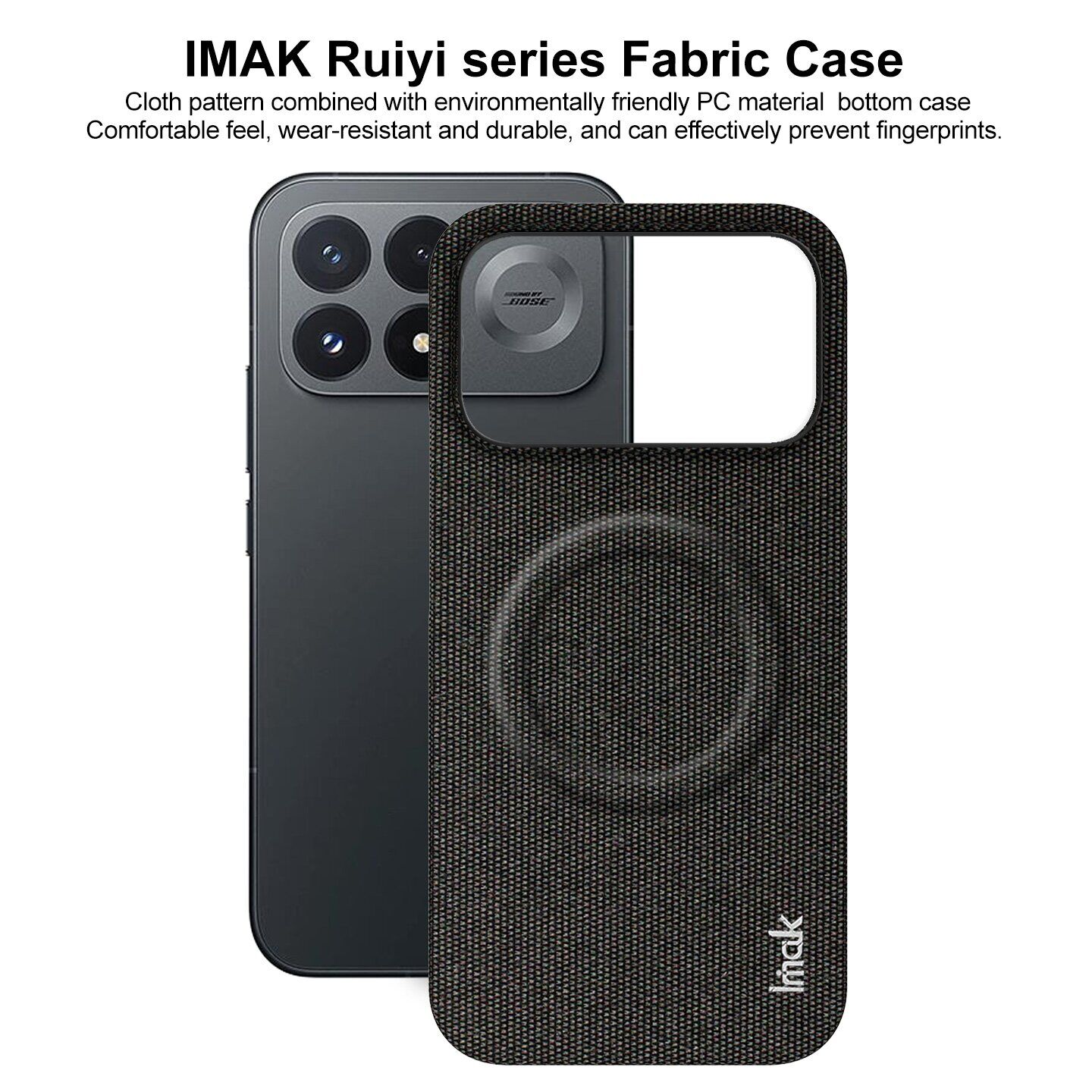 Защитный чехол IMAK Fabric Case with MagSafe для Xiaomi Poco F9 Pro - Black. Фото 7 Защитный чехол IMAK Fabric Case with MagSafe для Xiaomi Poco F9 Pro - Black (429127B). Фото 7 из 10