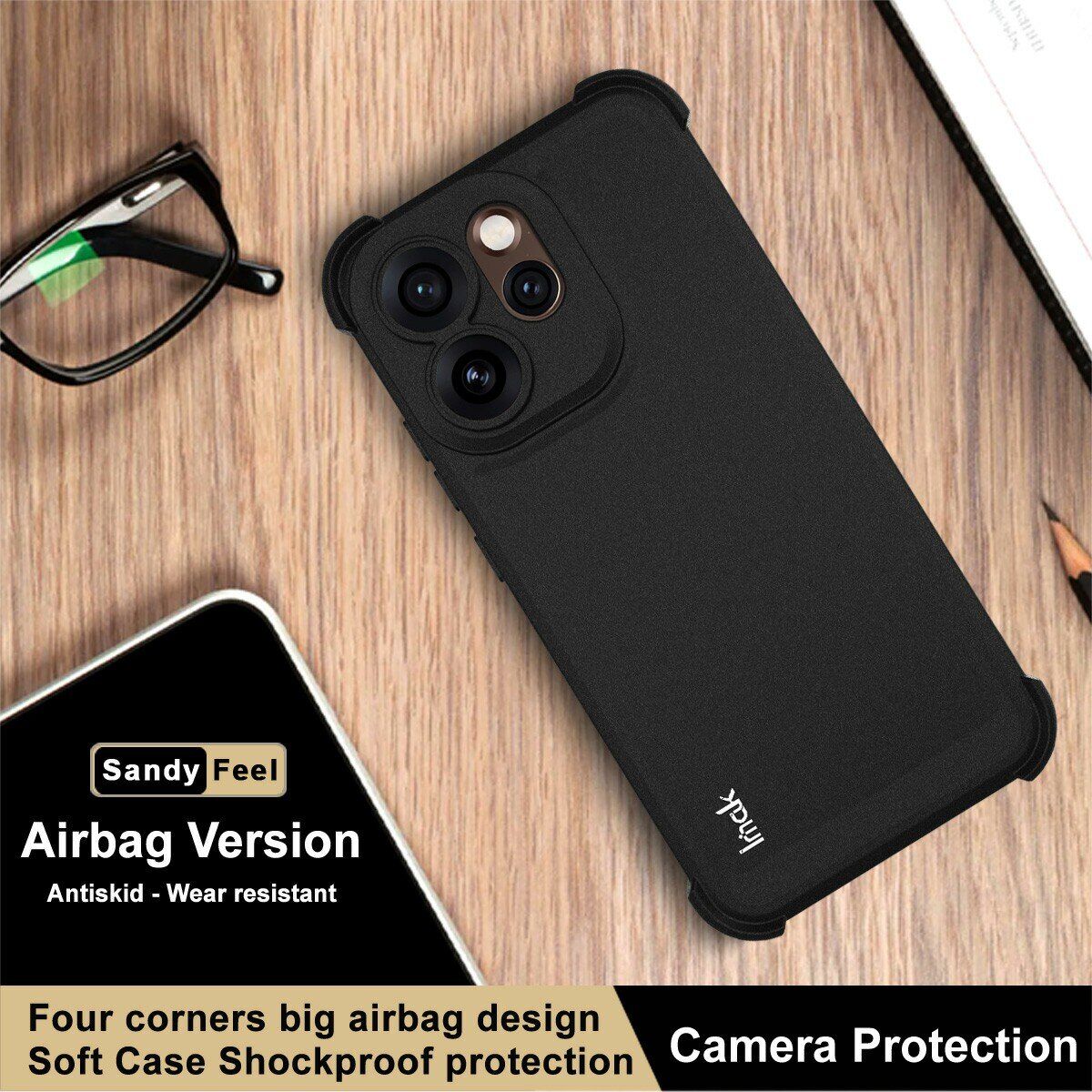 Чехол с усиленными углами IMAK Airbag MAX Case для OPPO Reno 15 Pro - Matte Black. Фото 3 Чехол с усиленными углами IMAK Airbag MAX Case для OPPO Reno 15 Pro - Matte Black (405605B). Фото 3 из 7