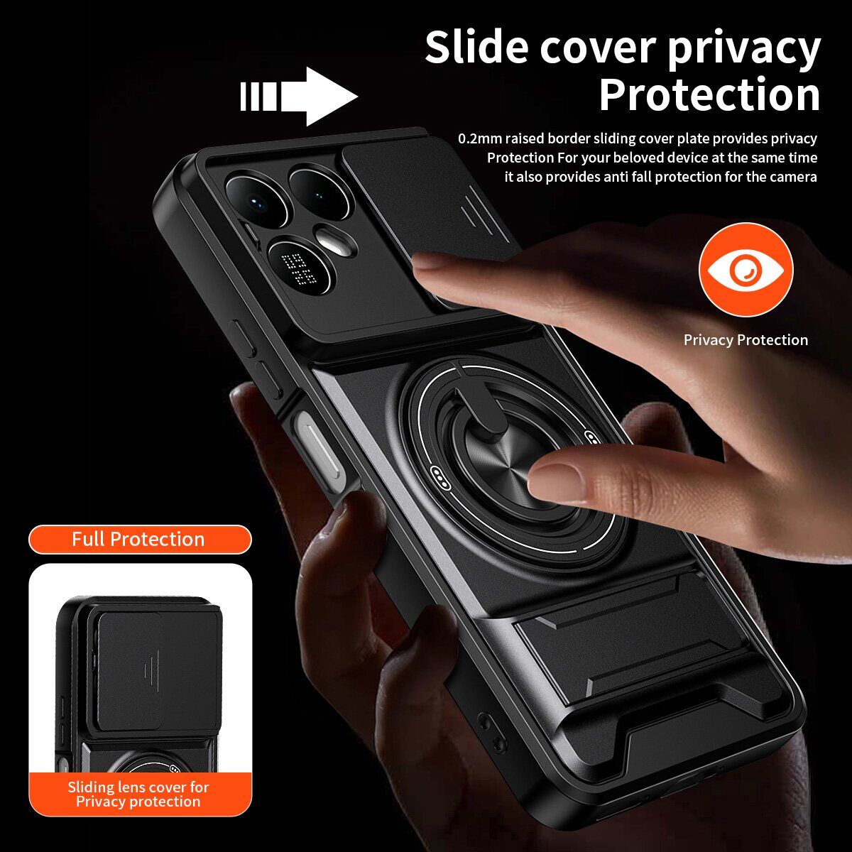 Защитный чехол Deexe Ring Shield для TECNO Pova 8 - Orange. Фото 8 Защитный чехол Deexe Ring Shield для TECNO Pova 8 - Orange (432301O). Фото 8 из 12