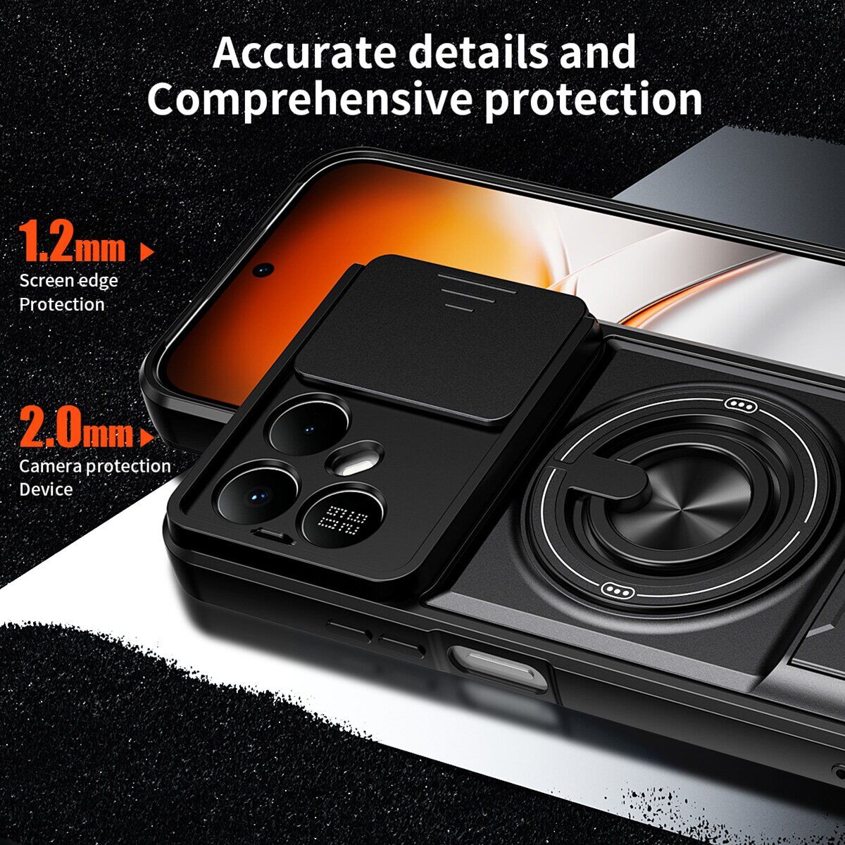 Защитный чехол Deexe Ring Shield для TECNO Pova 8 - Orange. Фото 6 Защитный чехол Deexe Ring Shield для TECNO Pova 8 - Orange (432301O). Фото 6 из 12