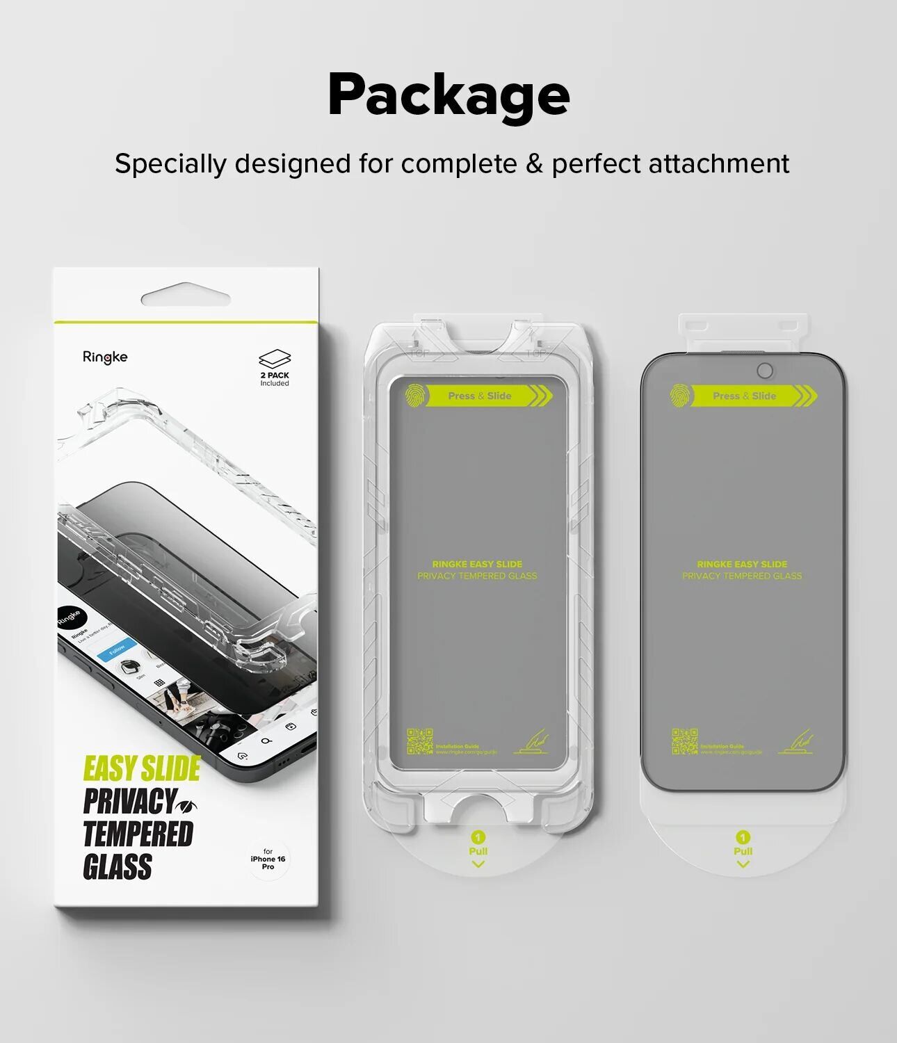 Комплект защитных стекол (2шт) Ringke Easy Slide Privacy для iPhone 16 Pro (8800274960053) - Black. Фото 19 Комплект защитных стекол (2шт) Ringke Easy Slide Privacy для iPhone 16 Pro (8800274960053) - Black (380077B). Фото 19 из 21
