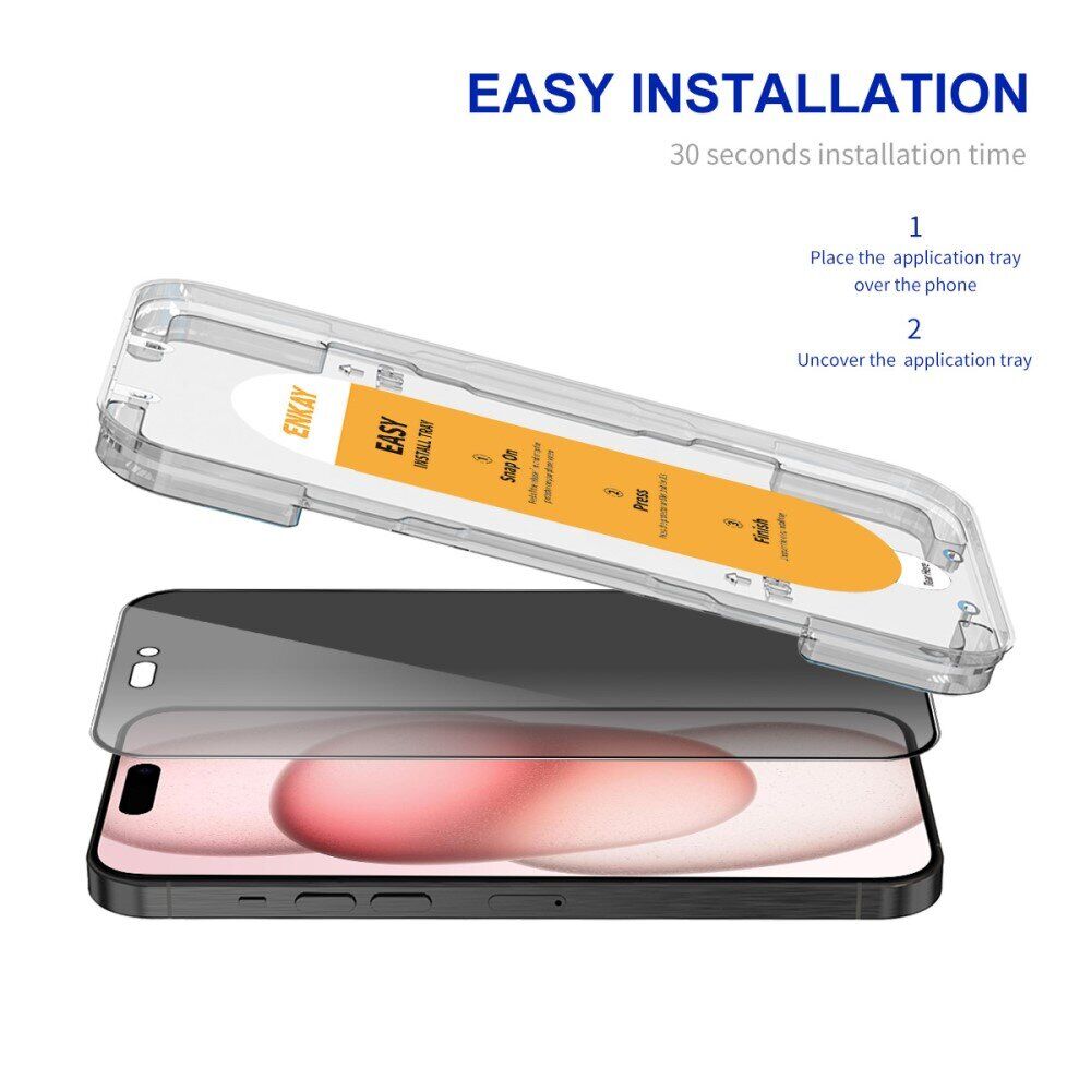 Захисне скло ENKAY Privacy для iPhone 15 Plus - Black. Фото 2 Захисне скло ENKAY Privacy для iPhone 15 Plus - Black (339754B). Фото 2 з 9