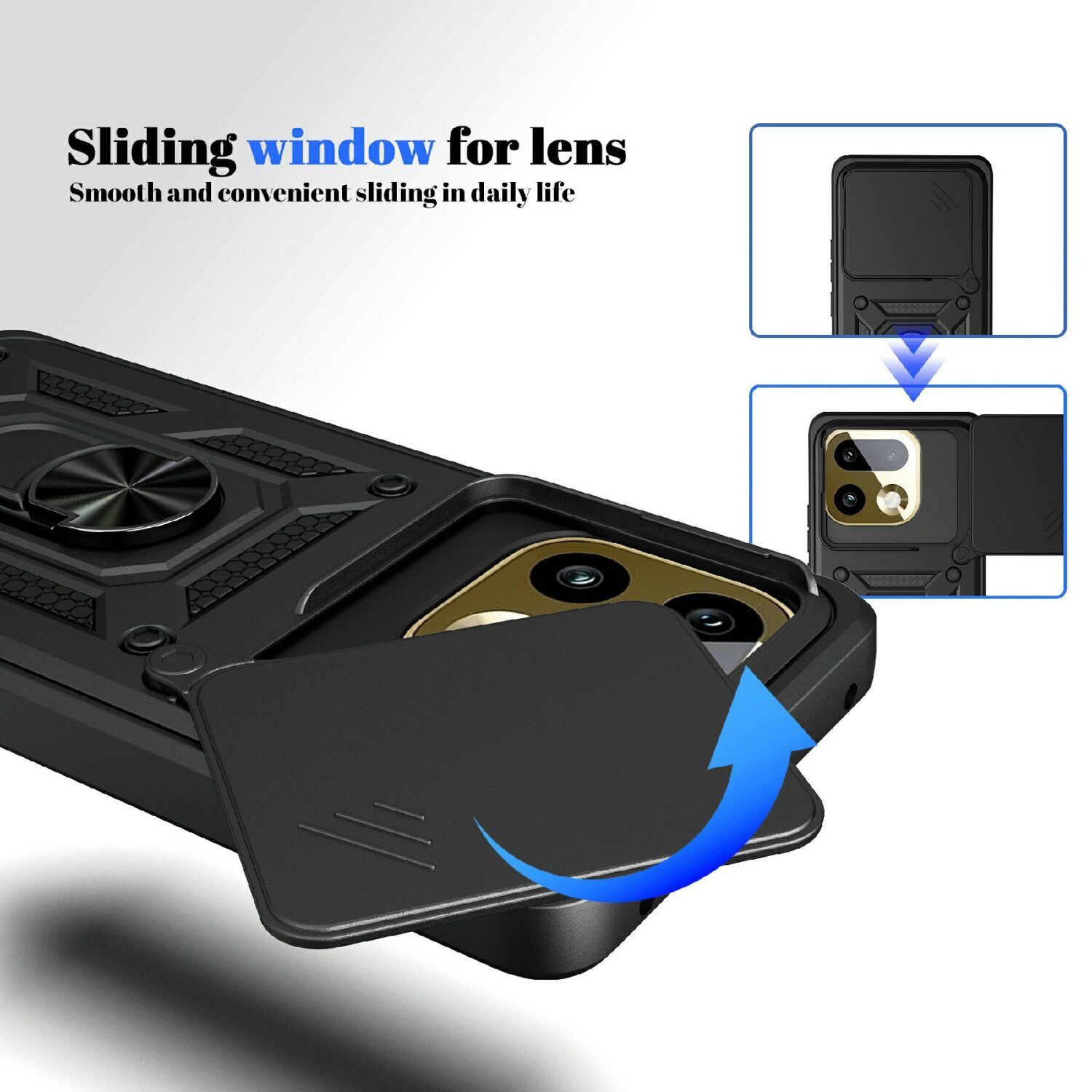 Чохол із захистом камери Deexe Armor Shield для Realme 16 Pro Plus - Black. Фото 4 Чохол із захистом камери Deexe Armor Shield для Realme 16 Pro Plus - Black (428510B). Фото 4 з 9
