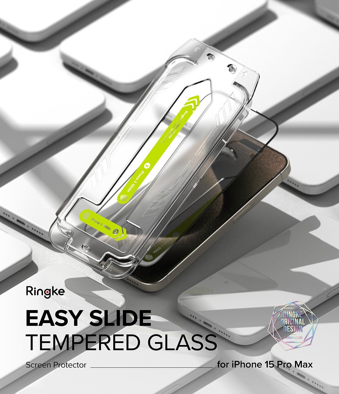 Комплект защитных стекол (2шт) Ringke Easy Slide Tempered Glass для iPhone 15 Pro Max (8809961785702) - Black. Фото 2 Комплект защитных стекол (2шт) Ringke Easy Slide Tempered Glass для iPhone 15 Pro Max (8809961785702) - Black (349680B). Фото 2 из 15