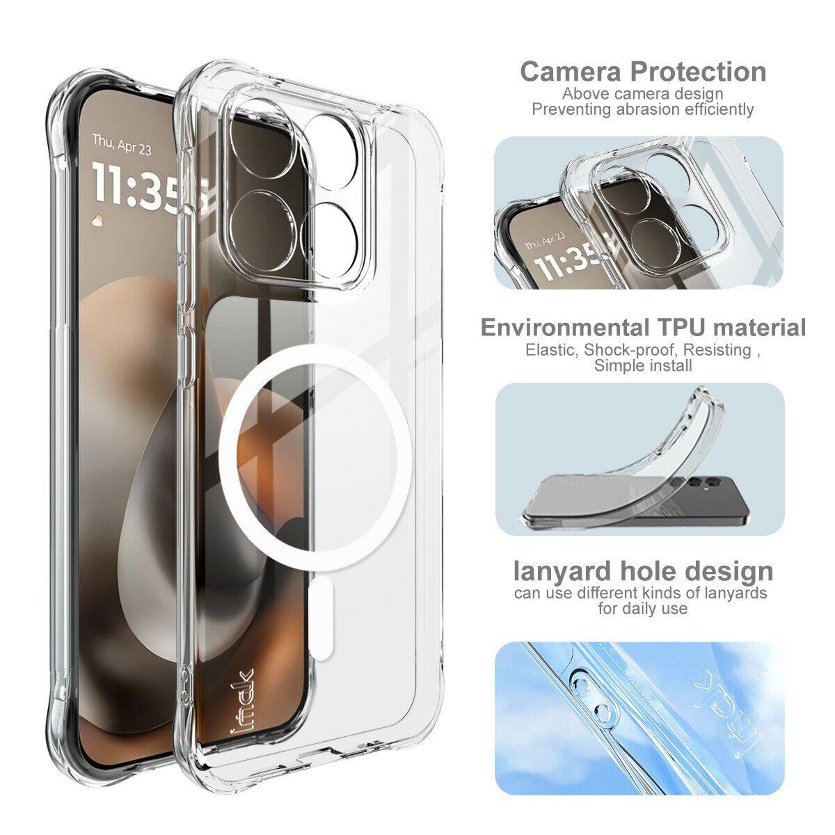 Защитный чехол IMAK Space Shield MagSafe для Motorola Moto G77 - Transparent. Фото 7 Защитный чехол IMAK Space Shield MagSafe для Motorola Moto G77 - Transparent (406831T). Фото 7 из 10