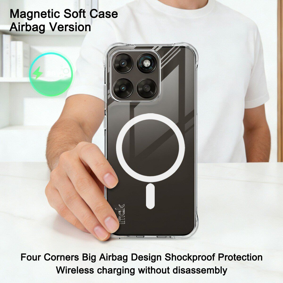Защитный чехол IMAK Space Shield MagSafe для Motorola Moto G77 - Transparent. Фото 3 Защитный чехол IMAK Space Shield MagSafe для Motorola Moto G77 - Transparent (406831T). Фото 3 из 10