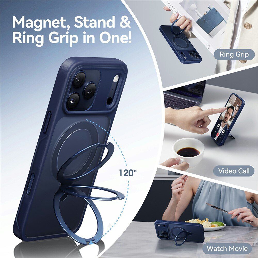 Захисний чохол CASEKOO Frost Matte Stand для iPhone 18 Pro / 17 Pro - Black. Фото 2 Захисний чохол CASEKOO Frost Matte Stand для iPhone 18 Pro / 17 Pro - Black (423634B). Фото 2 з 9