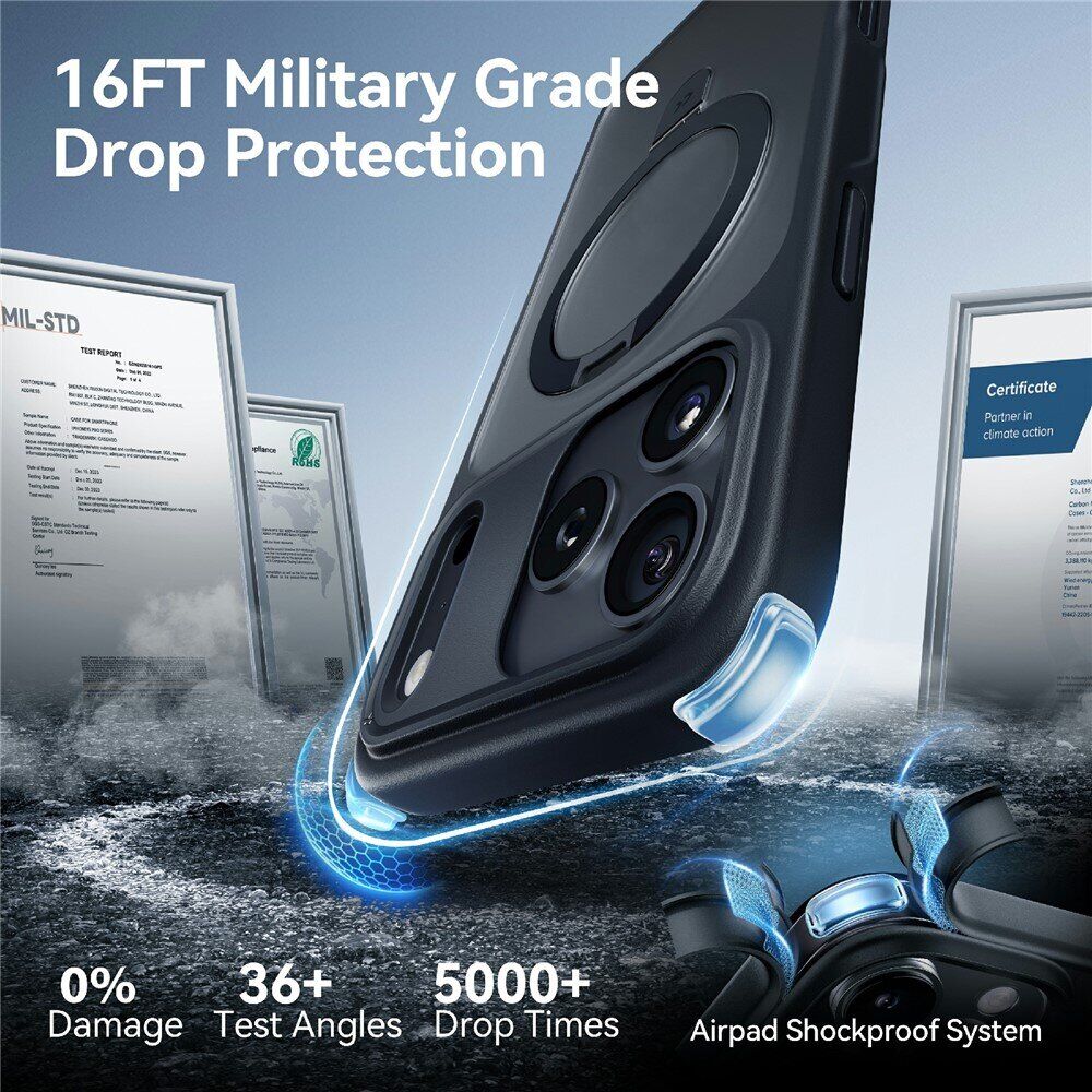 Захисний чохол CASEKOO Frost Matte Stand для iPhone 18 Pro / 17 Pro - Black. Фото 5 Захисний чохол CASEKOO Frost Matte Stand для iPhone 18 Pro / 17 Pro - Black (423634B). Фото 5 з 9