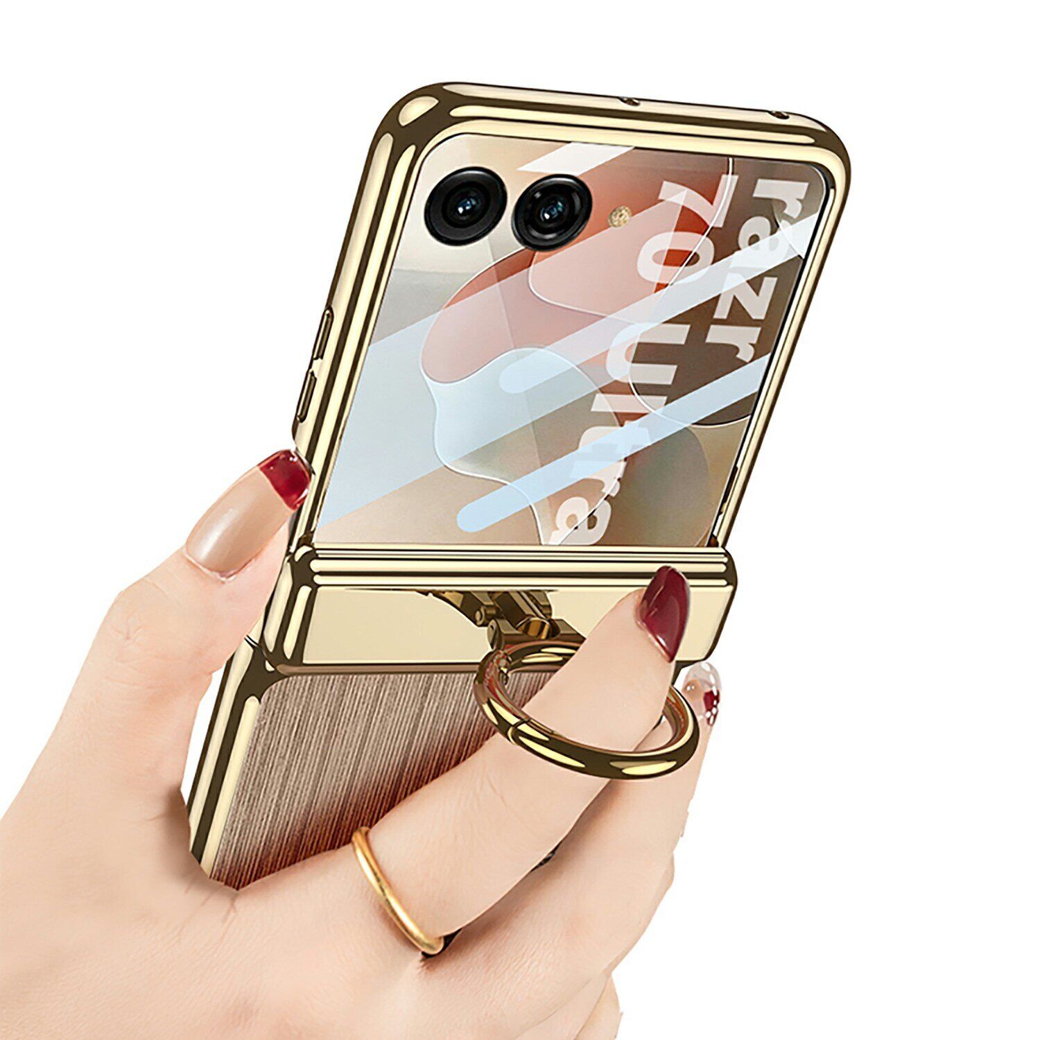 Защитный чехол GKK Hinge Ring для Motorola Razr 70 - Champagne Gold. Фото 2 Защитный чехол GKK Hinge Ring для Motorola Razr 70 - Champagne Gold (455228F). Фото 2 из 8