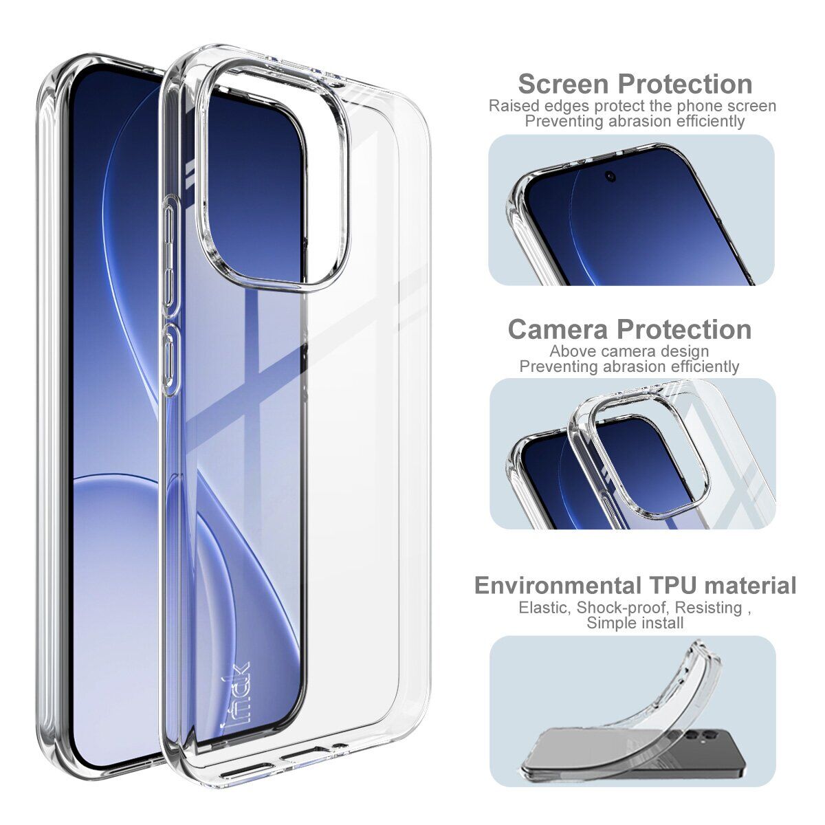 Силіконовий чохол IMAK UX-10 Series для OPPO Reno 15 Pro - Transparent. Фото 5 Силіконовий чохол IMAK UX-10 Series для OPPO Reno 15 Pro - Transparent (405610T). Фото 5 з 6