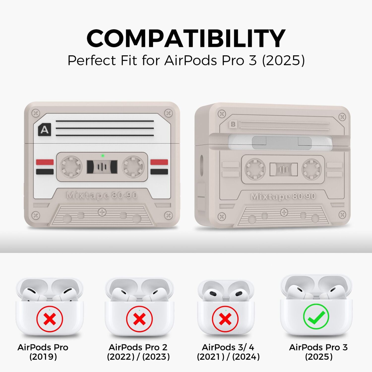 Захисний чохол AHASTYLE Retro Cassette Design для Apple AirPods Pro 3 - Charcoal Grey. Фото 2 Захисний чохол AHASTYLE Retro Cassette Design для Apple AirPods Pro 3 - Charcoal Grey (390187DH). Фото 2 з 7