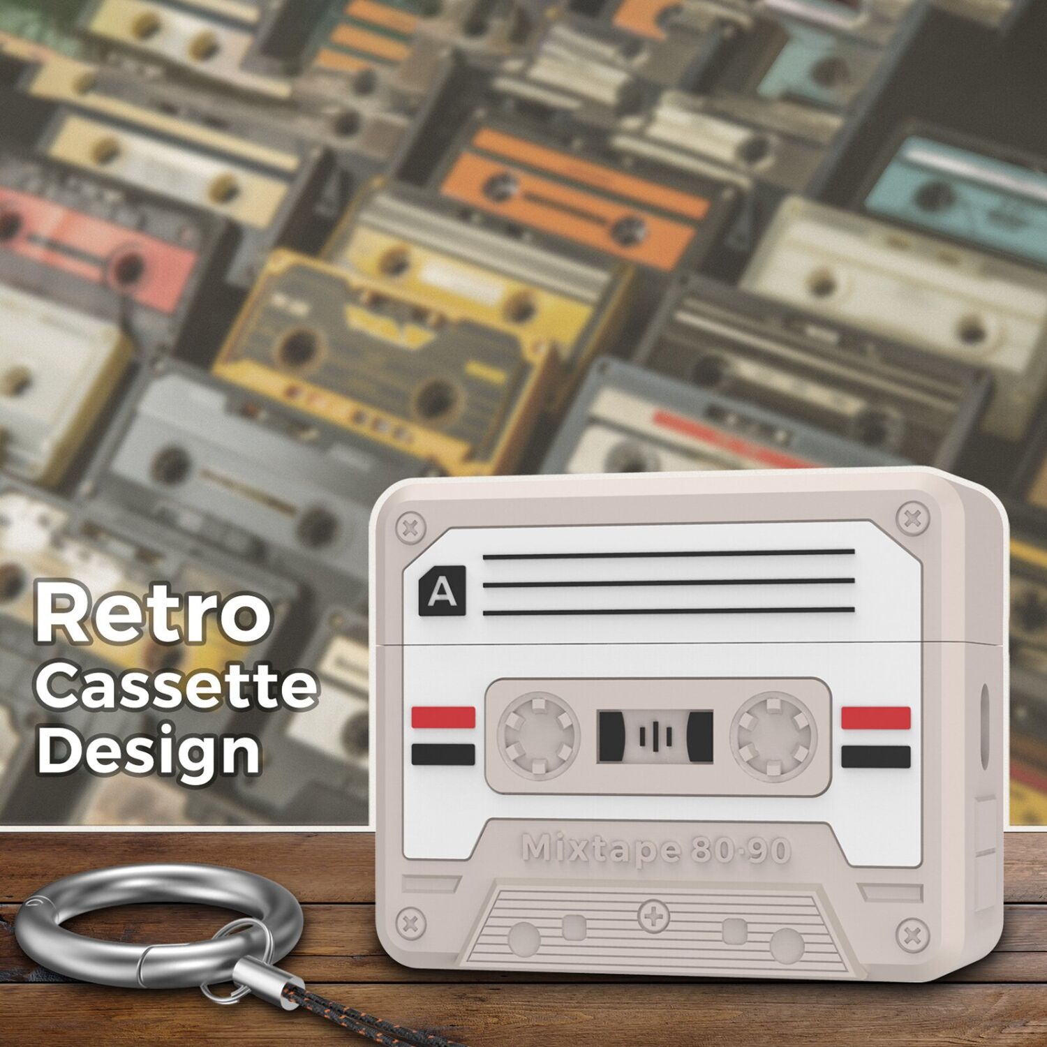 Захисний чохол AHASTYLE Retro Cassette Design для Apple AirPods Pro 3 - Charcoal Grey. Фото 3 Захисний чохол AHASTYLE Retro Cassette Design для Apple AirPods Pro 3 - Charcoal Grey (390187DH). Фото 3 з 7