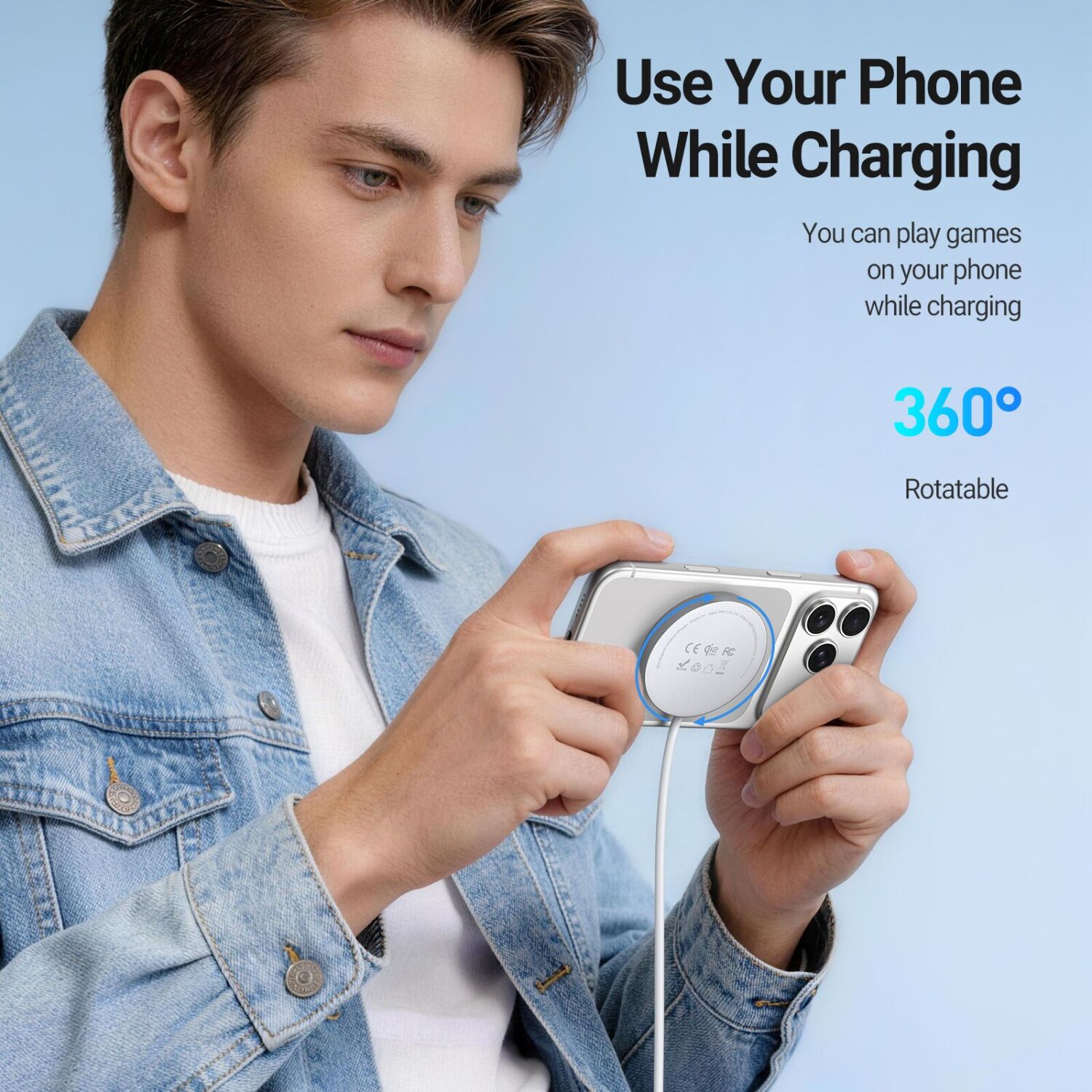 Беспроводное зарядное устройство DUX DUCIS H1 Magnetic Wireless Charger Qi2.2 (25W) - White. Фото 9 Беспроводное зарядное устройство DUX DUCIS H1 Magnetic Wireless Charger Qi2.2 (25W) - White (958316W). Фото 9 из 11