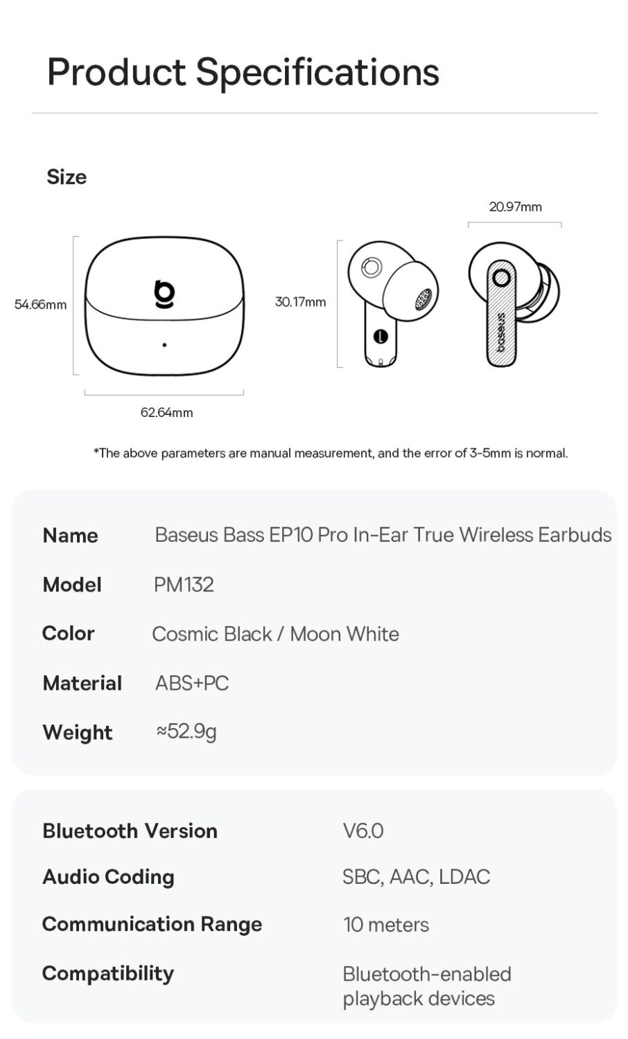 Беспроводные наушники Baseus Bass EP10 Pro - Black. Фото 23 Беспроводные наушники Baseus Bass EP10 Pro - Black (400337B). Фото 23 из 25