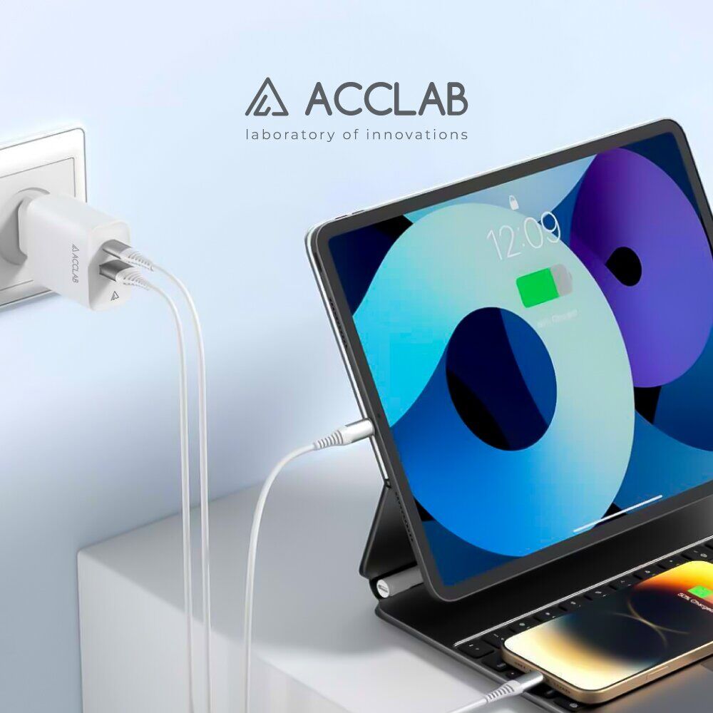 Мережевий зарядний пристрій ACCLAB AL-TC452 PD45W + QC4.0 (USB + Type-C) - White. Фото 5 Мережевий зарядний пристрій ACCLAB AL-TC452 PD45W + QC4.0 (USB + Type-C) - White (995682W). Фото 5 з 8