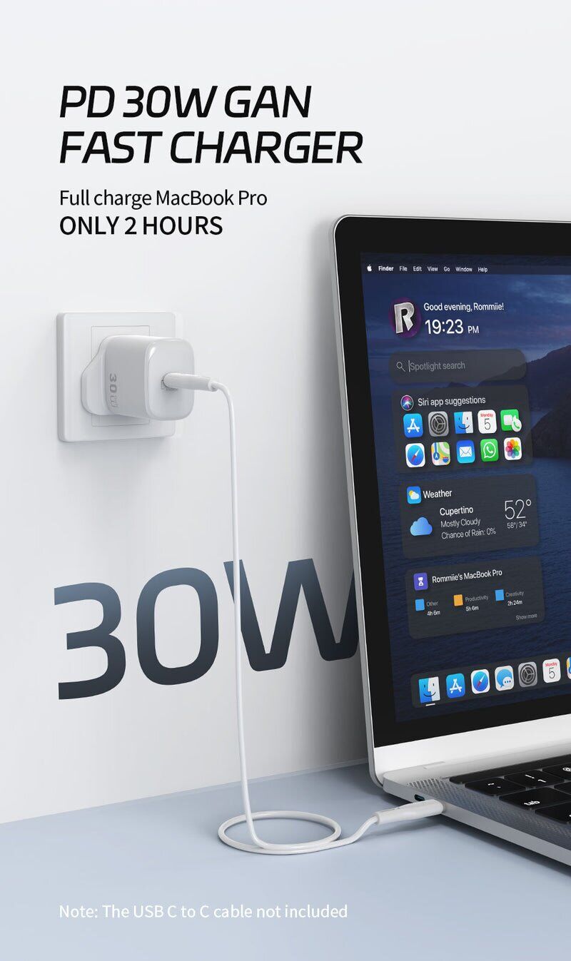 Сетевое зарядное устройство WIWU G008 Essen PD30W GaN (Type-C) - White. Фото 6 Сетевое зарядное устройство WIWU G008 Essen PD30W GaN (Type-C) - White (995671W). Фото 6 из 12