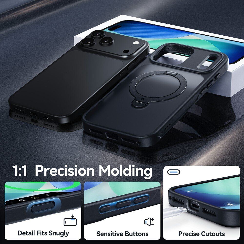 Захисний чохол CASEKOO Frost Matte Stand Pro для iPhone 18 Pro / 17 Pro - Black. Фото 7 Захисний чохол CASEKOO Frost Matte Stand Pro для iPhone 18 Pro / 17 Pro - Black (423635B). Фото 7 з 11