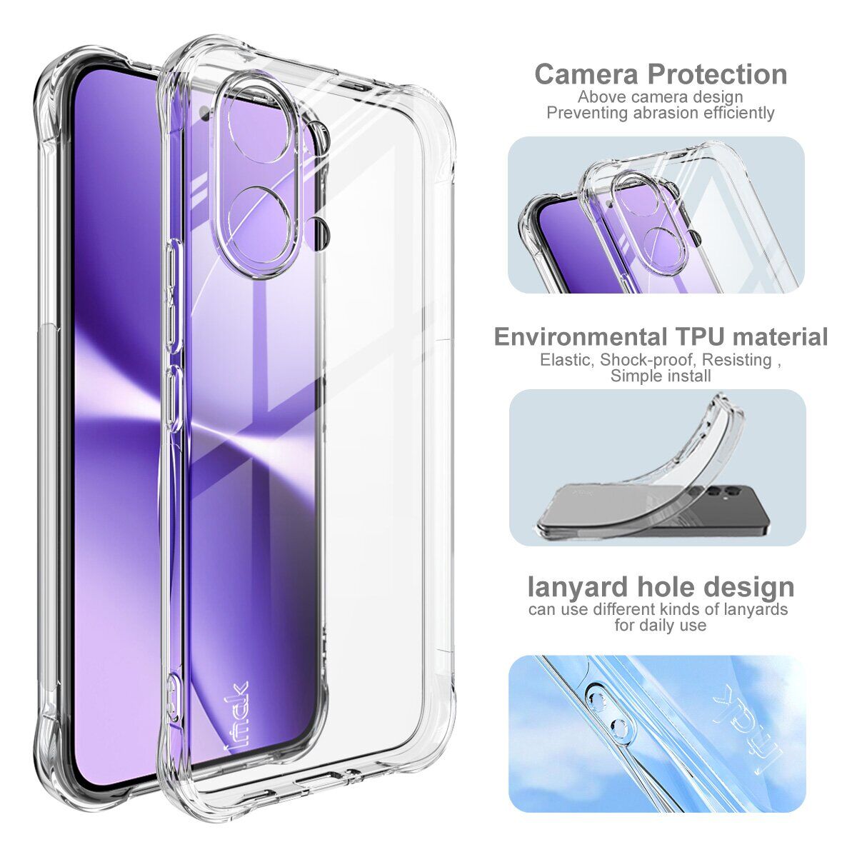 Чохол з посиленими кутами IMAK Airbag MAX Case для Xiaomi Poco X8 Pro Max - Transparent. Фото 7 Чохол з посиленими кутами IMAK Airbag MAX Case для Xiaomi Poco X8 Pro Max - Transparent (408902T). Фото 7 з 9