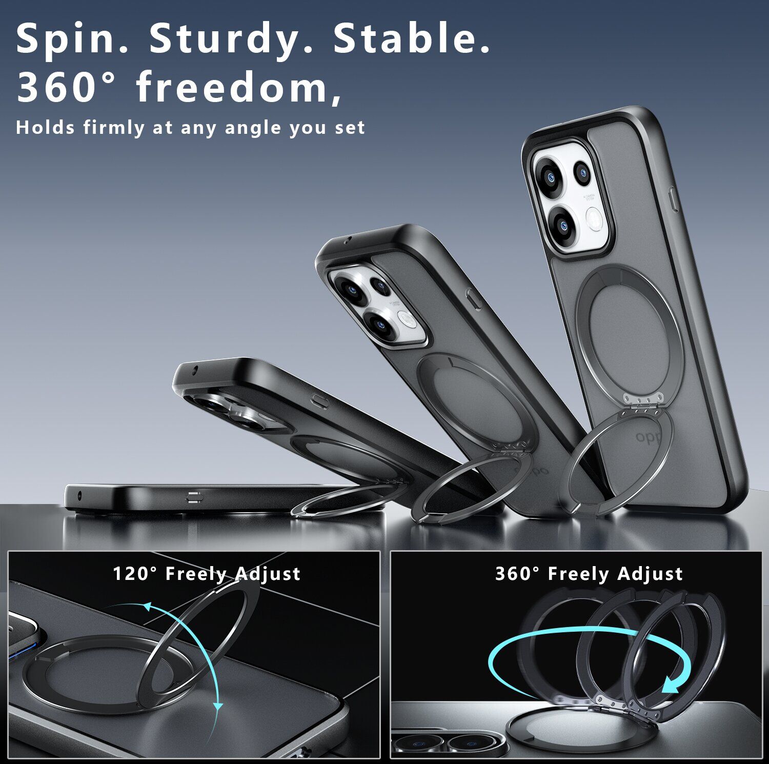 Защитный чехол Deexe Matte Skin Kickstand with MagSafe для OPPO Reno 16 Pro - Transparent Black. Фото 6 Защитный чехол Deexe Matte Skin Kickstand with MagSafe для OPPO Reno 16 Pro - Transparent Black (413603TB). Фото 6 из 16