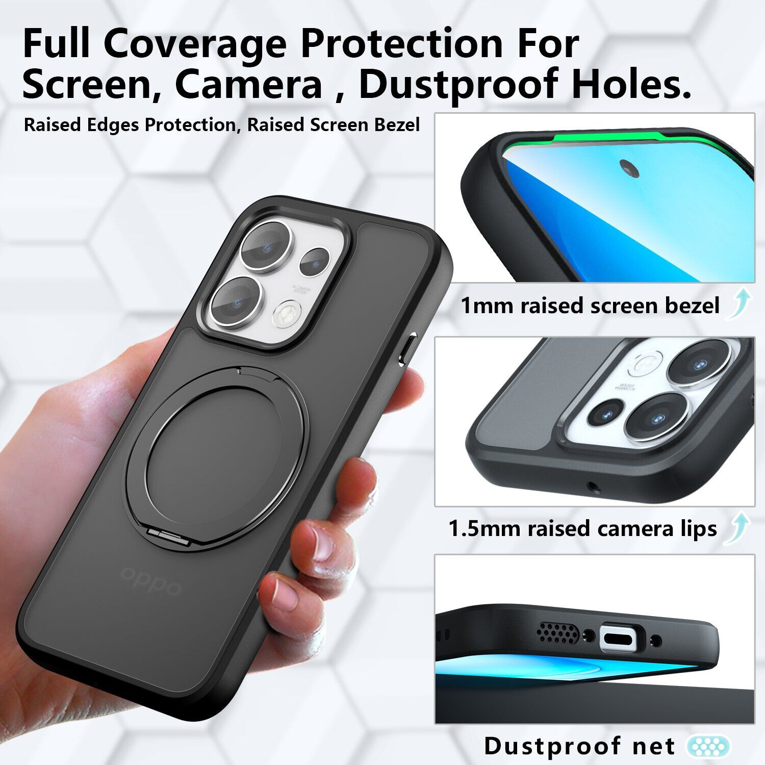 Защитный чехол Deexe Matte Skin Kickstand with MagSafe для OPPO Reno 16 Pro - Transparent Black. Фото 8 Защитный чехол Deexe Matte Skin Kickstand with MagSafe для OPPO Reno 16 Pro - Transparent Black (413603TB). Фото 8 из 16